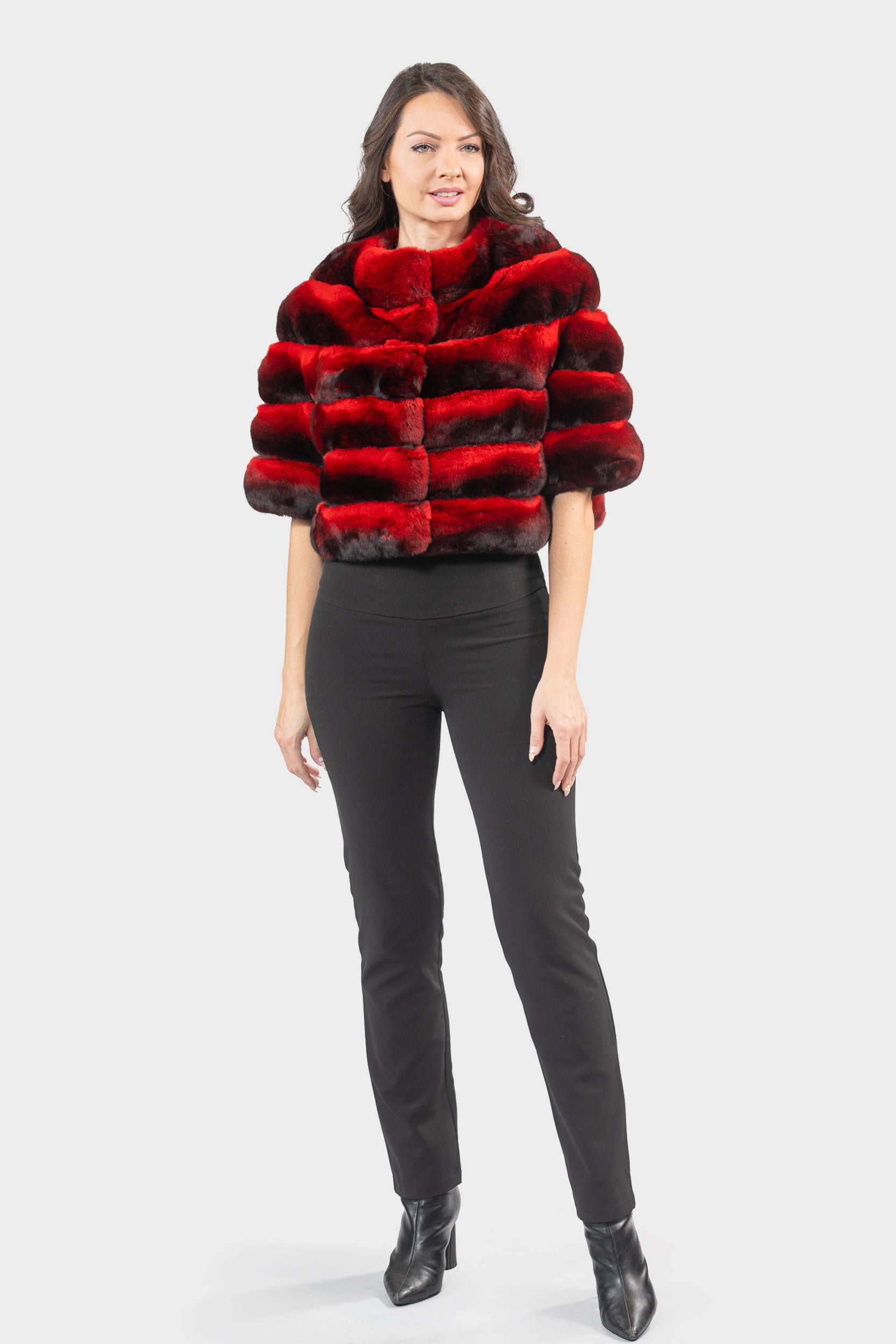 Red Chinchilla Short Jacket P/K16CM643