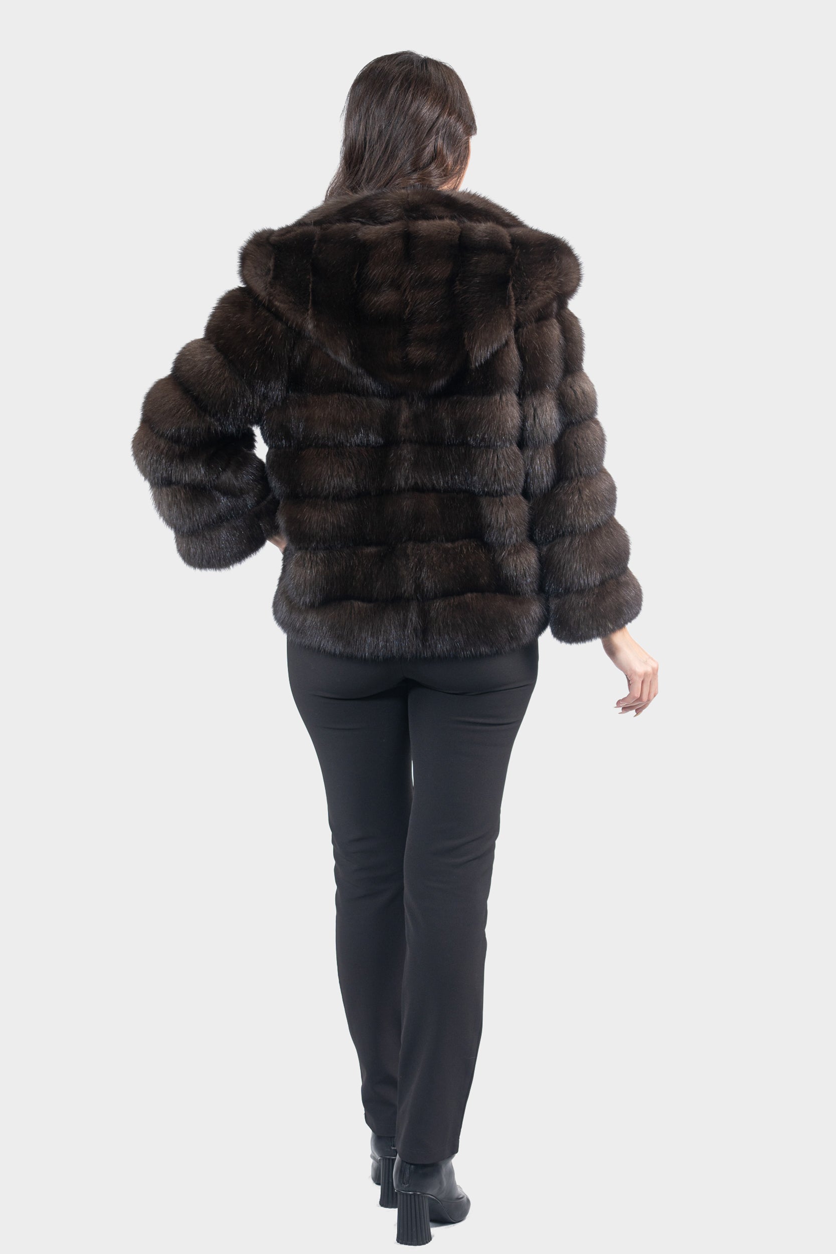 Dark Russian Sable Jacket with Hood P/K13C540