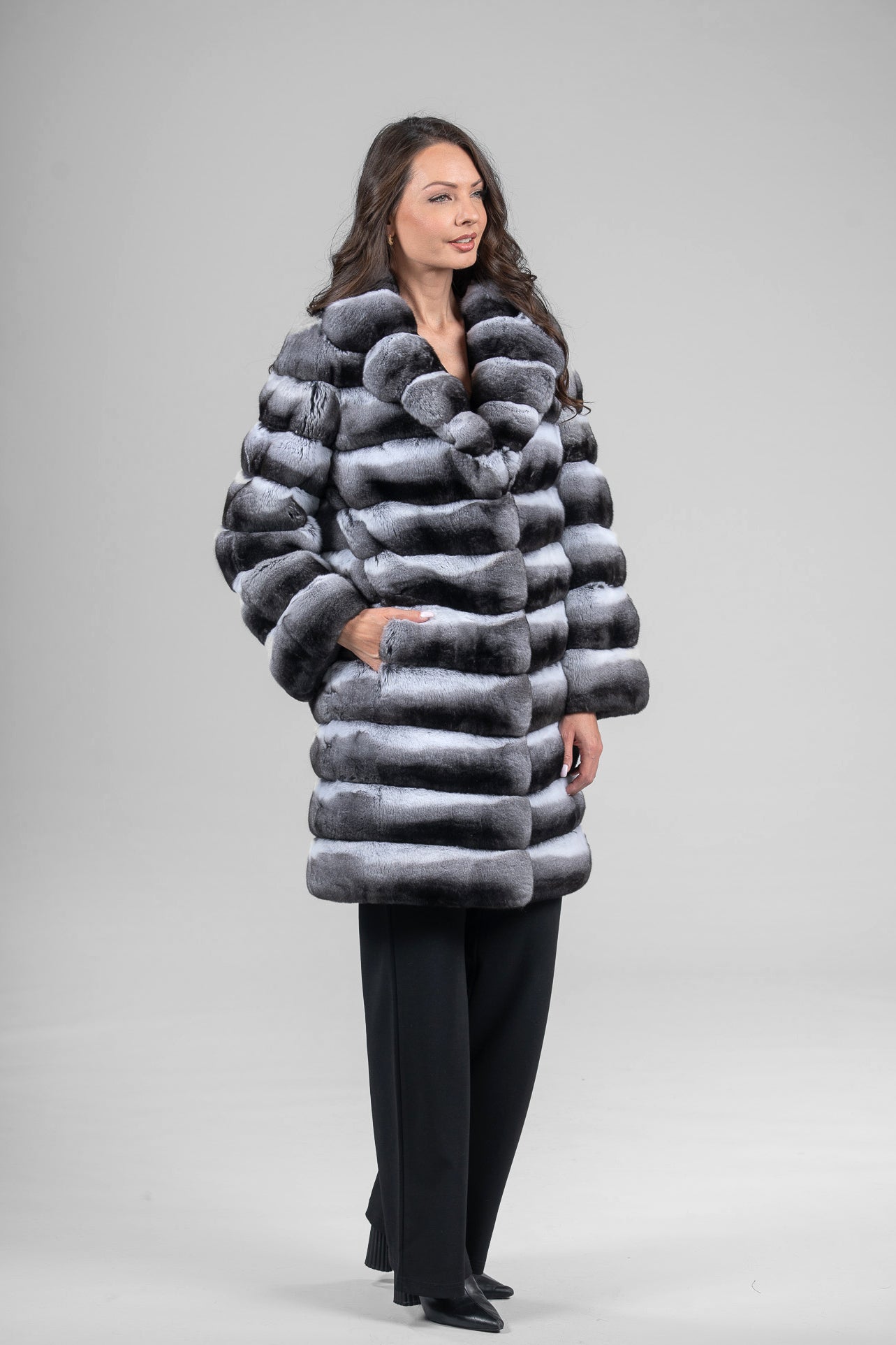 Chinchilla Half Coat with Notch Collar P/K13c530s20
