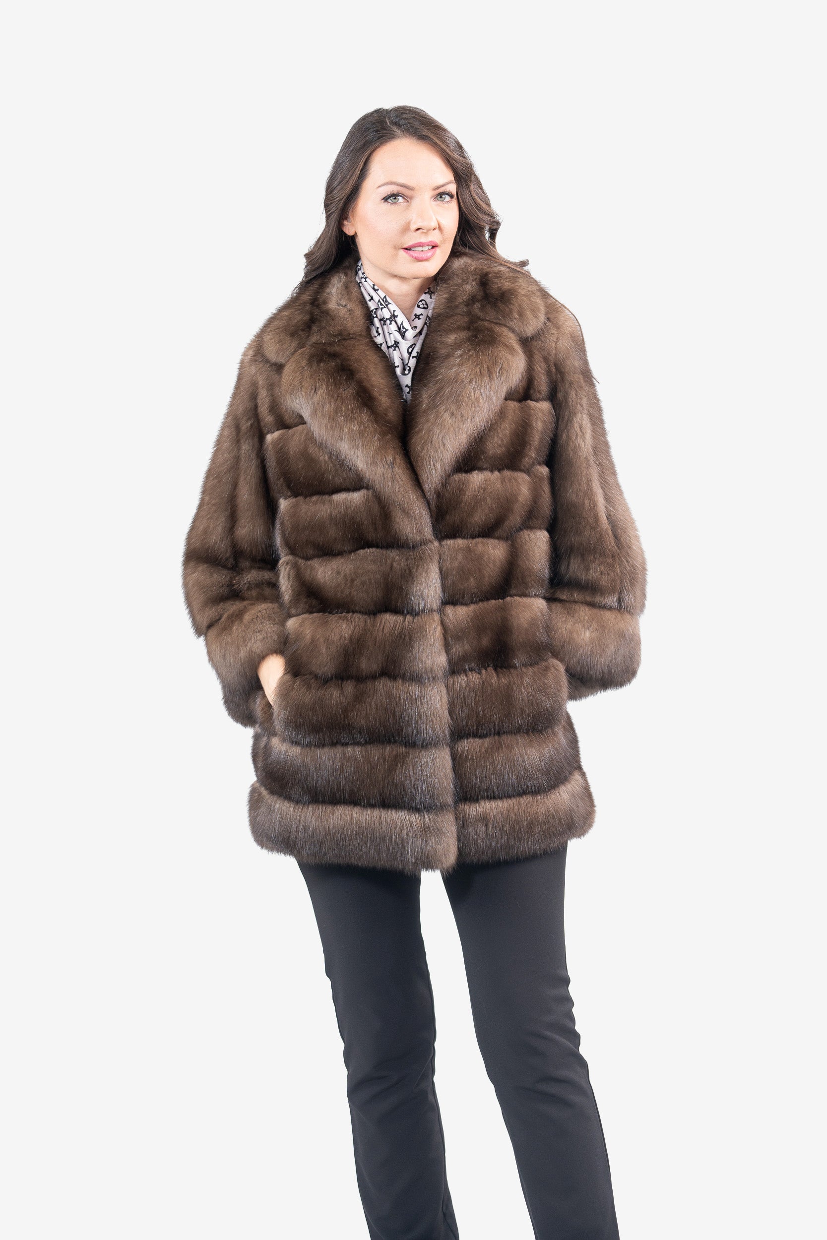 Platino Russian Sable Half Coat with Notch Color and Let Out Sleeves P/K13c530s20V30