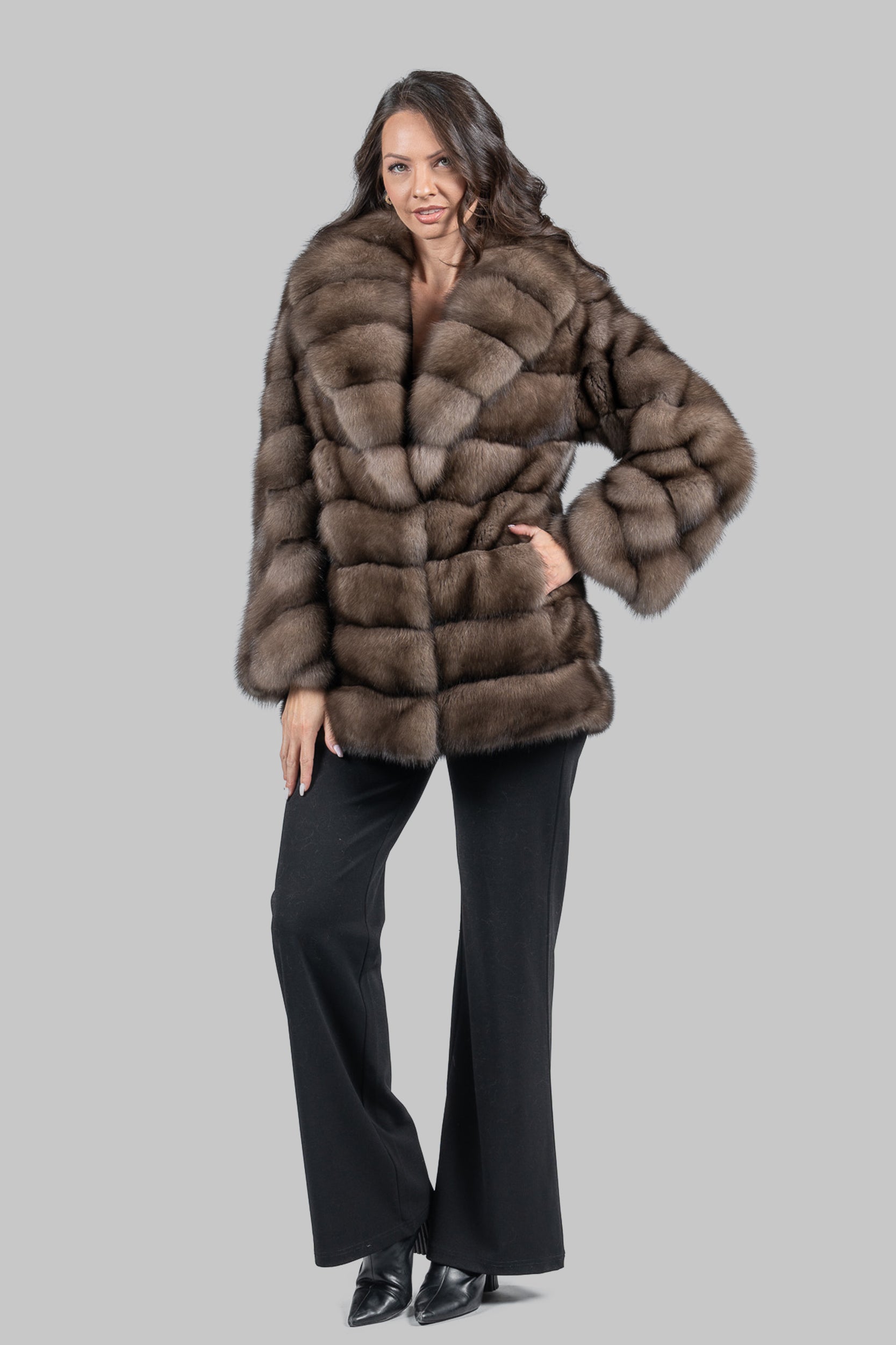 Platino Sable with Shawl Collar Coat P/K13C530gC17