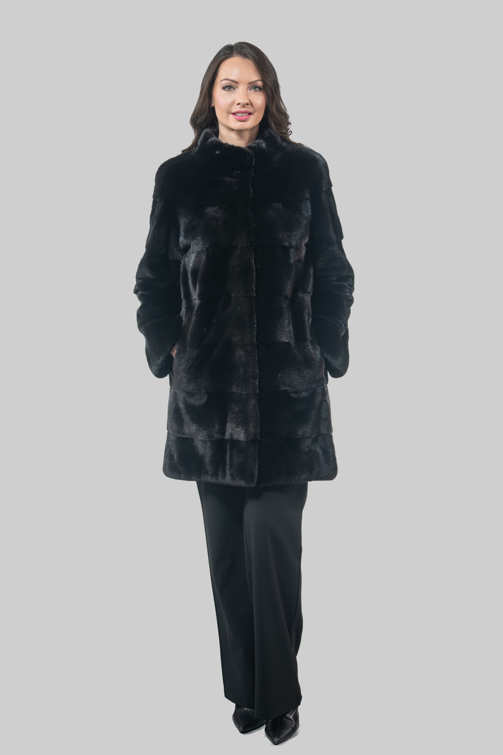 Blackglama Mink Half Coat With Stand Collar PK13C530