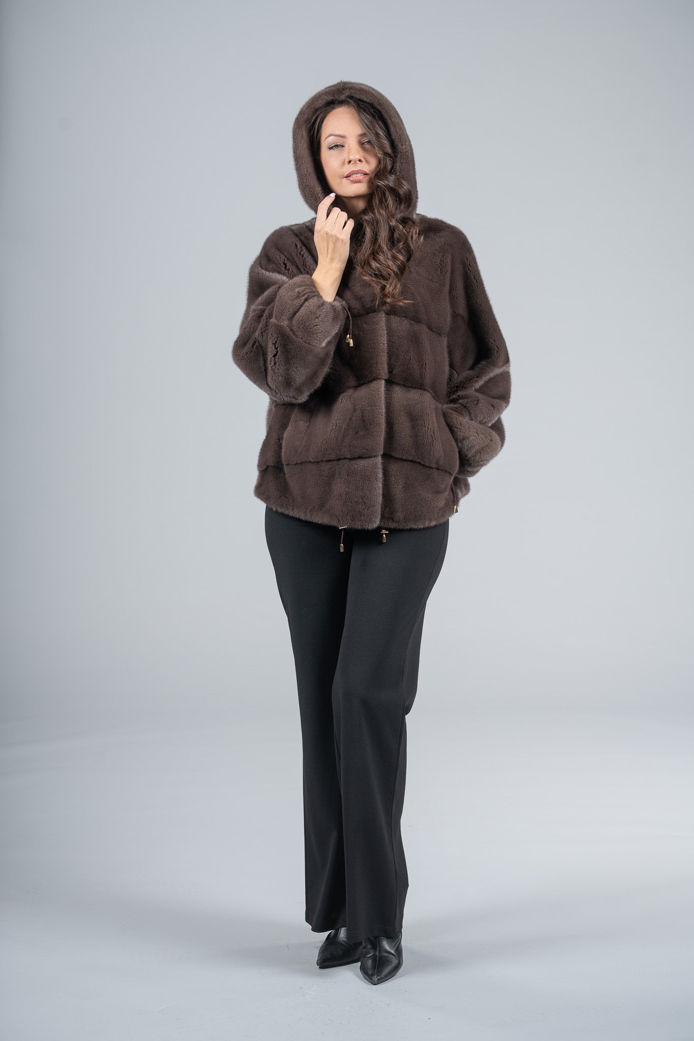 Wood Mink Jacket with Hood A/K13C850H228