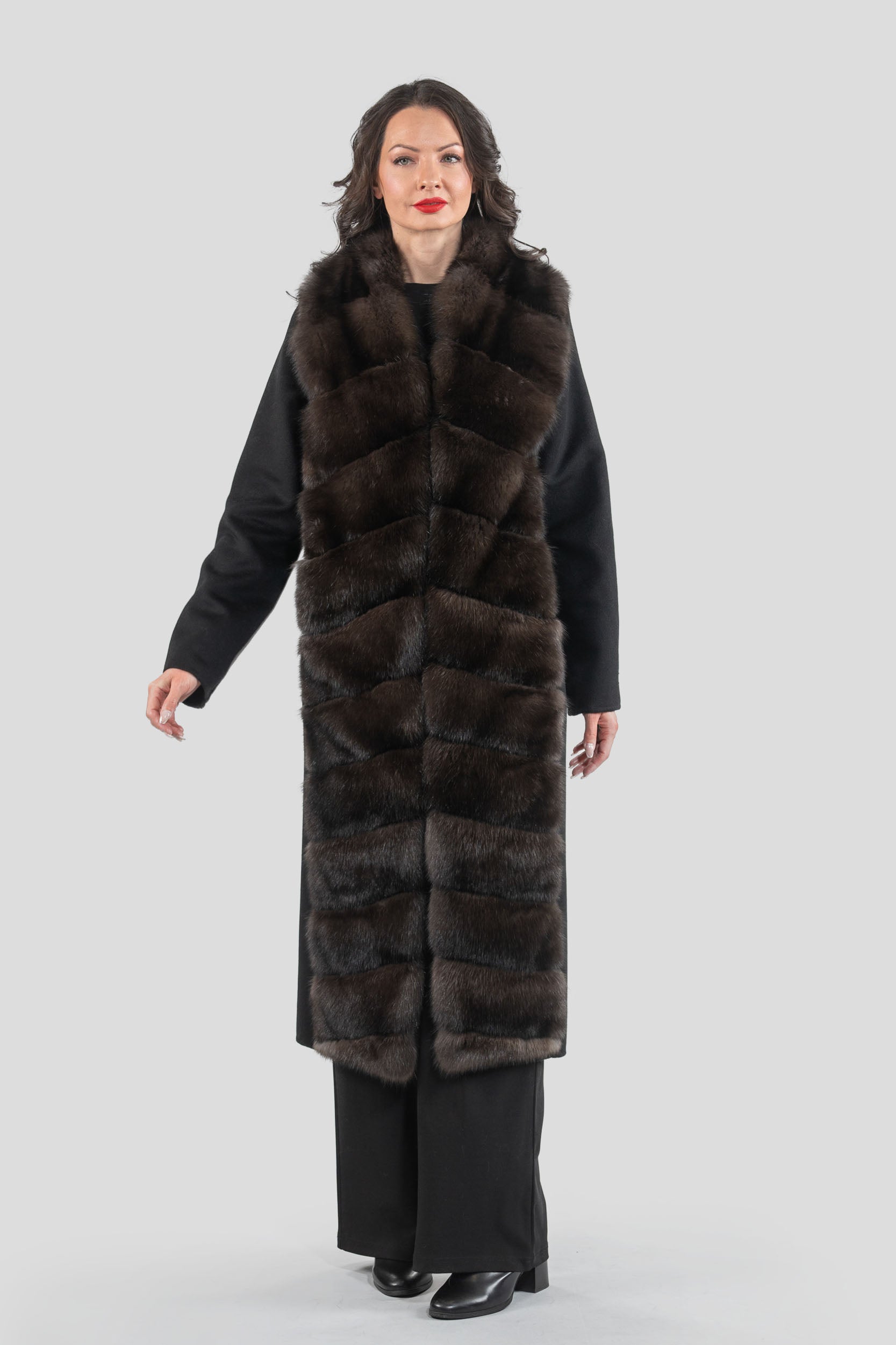 Cashmere Coat with Russian Sable Trim 17C8003G530