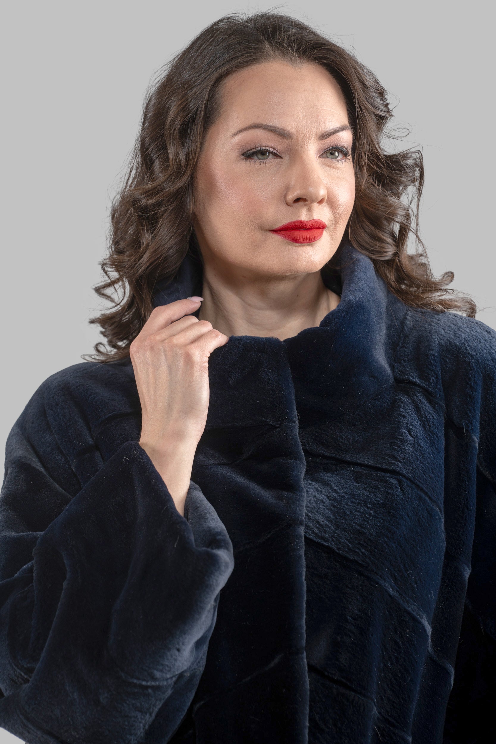 Blue Black Mink Sheared Jacket A/K13C848