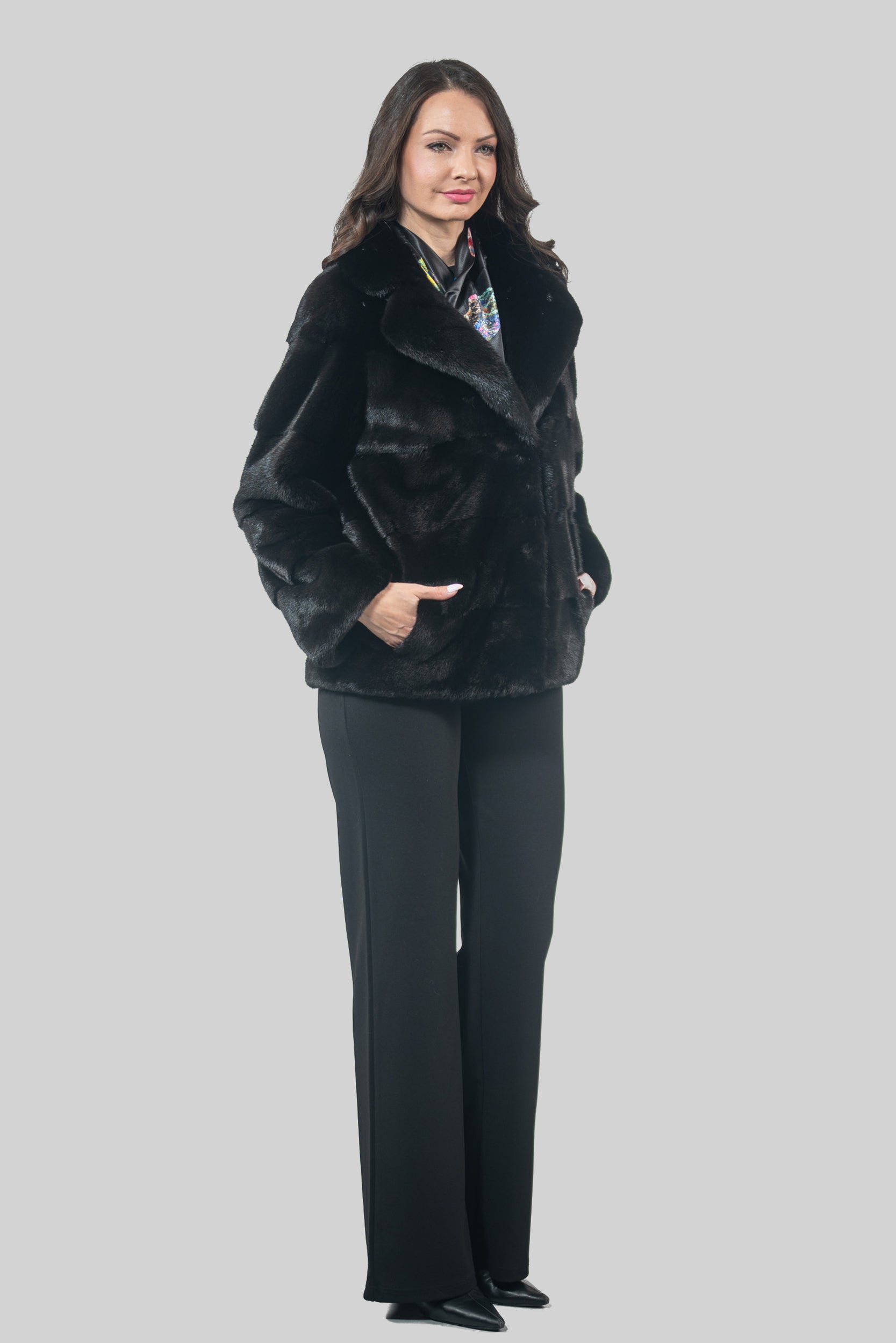 Blackglama Mink Jacket With Notch Collar P/K13C528S20