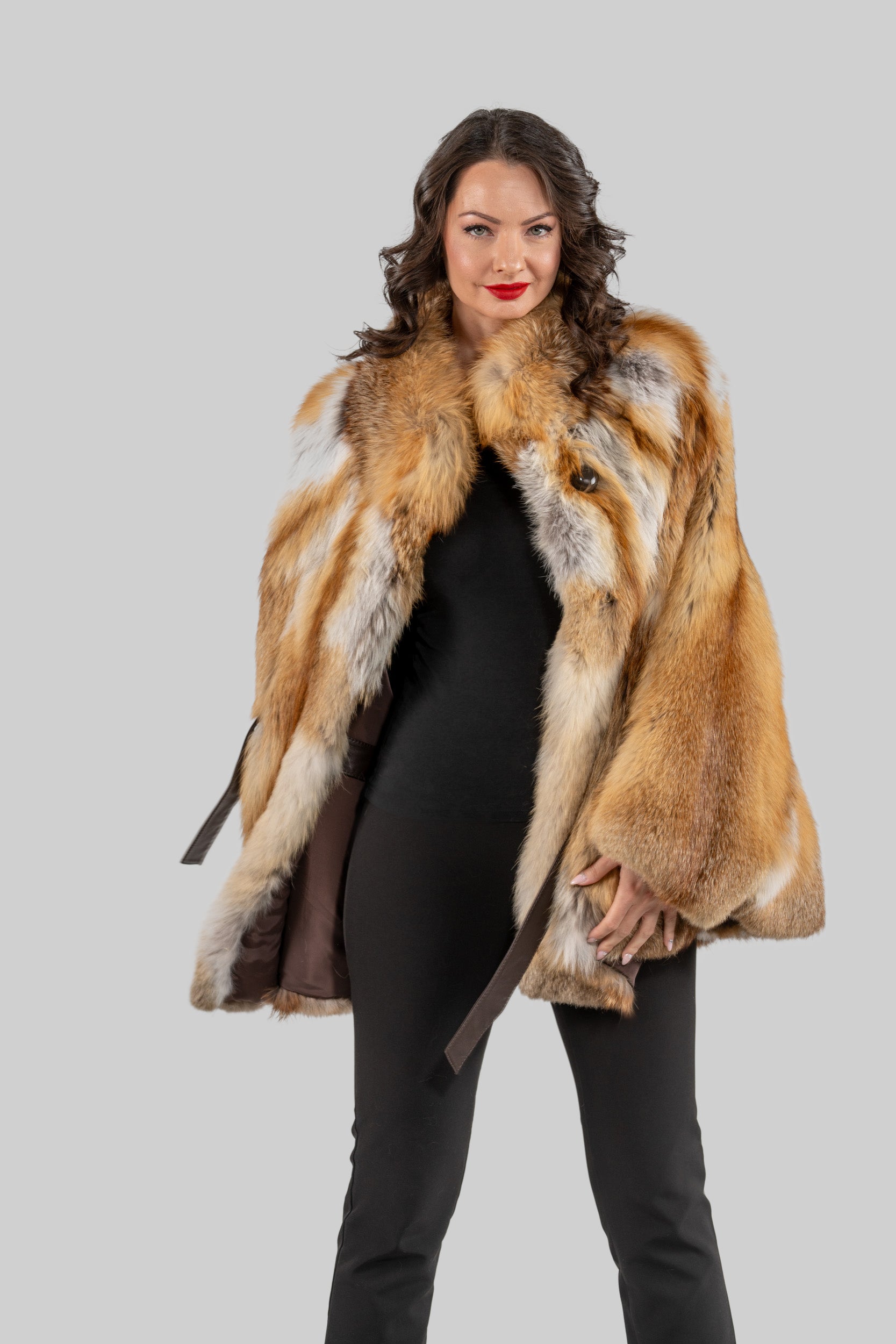 Natural Fox Half Coat with Stand Collar 13C719