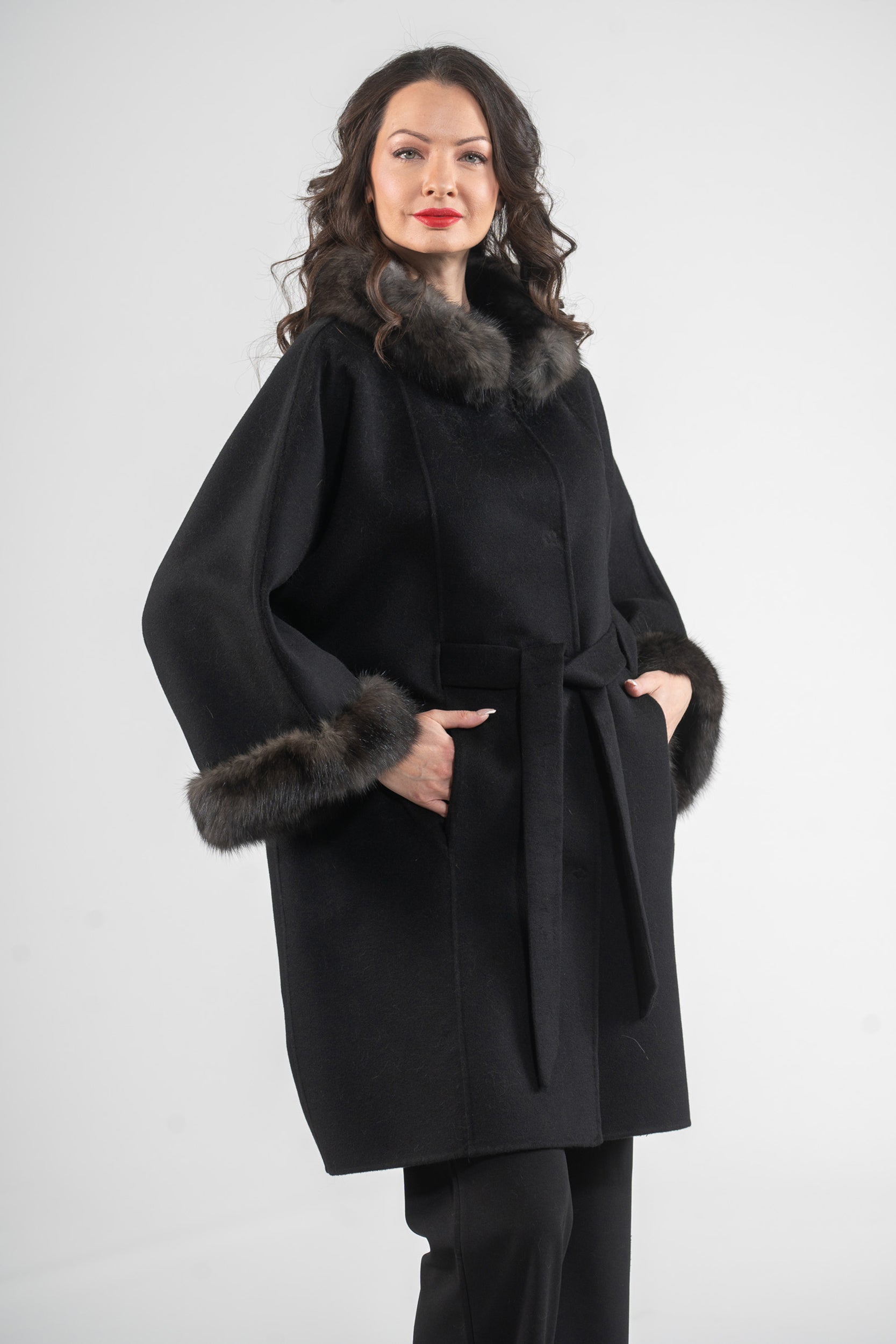 Black Cashmere Cape with Russian Sable Trim 2005