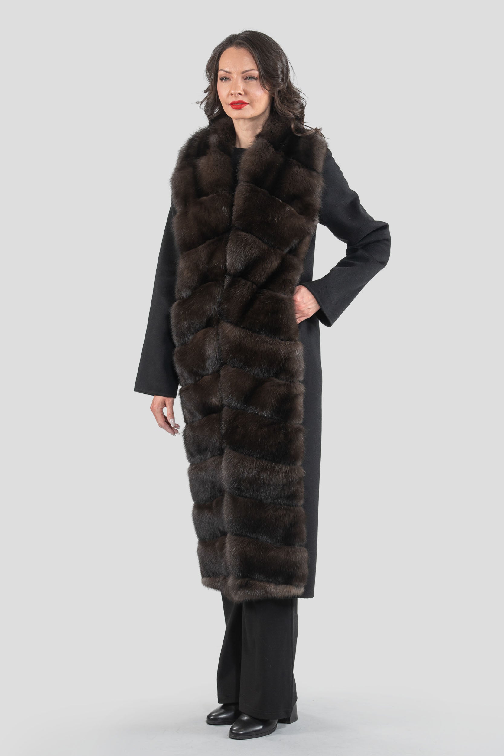 Cashmere Coat with Russian Sable Trim 17C8003G530