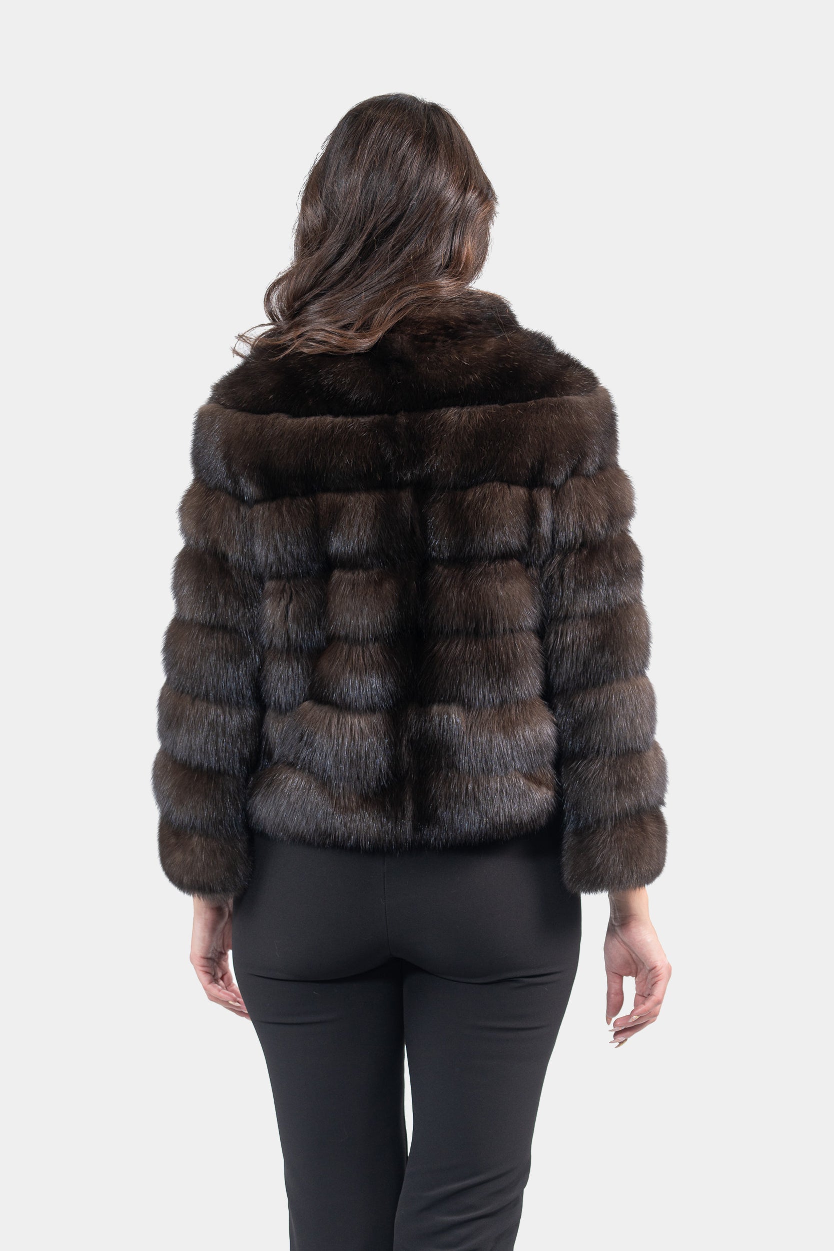 Dark Russian Sable Jacket with Stand Collar P/K13C528