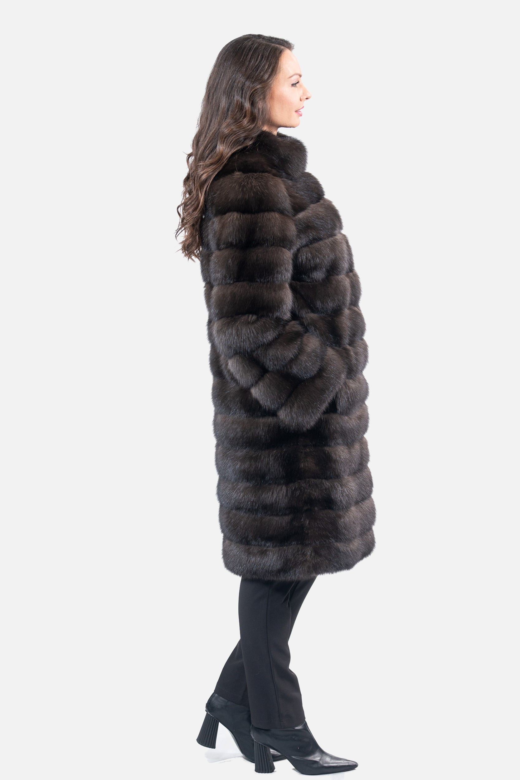 Dark Russian Sable Coat with Stand Collar P/K13C530