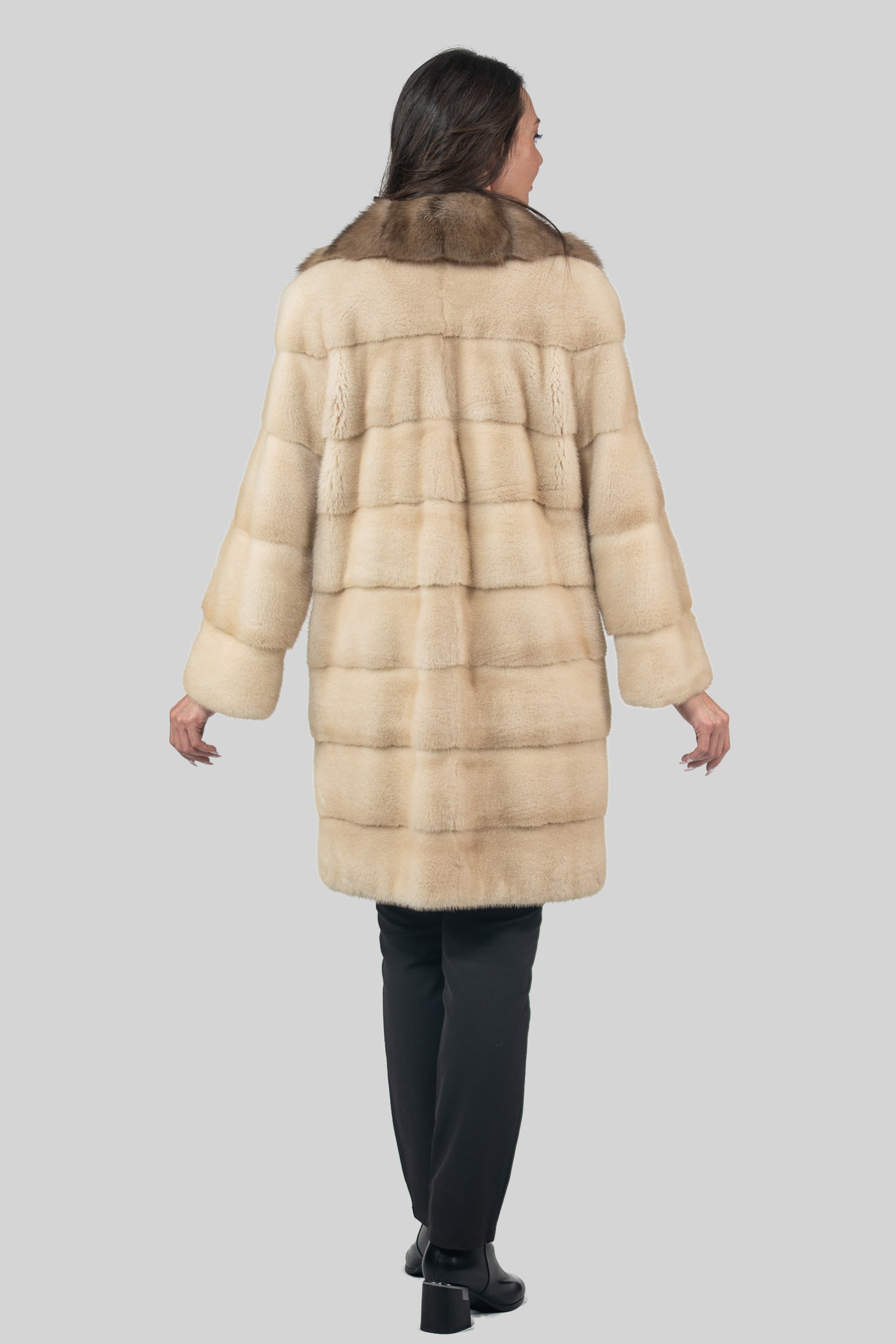 Palomino Mink Half Coat With Russian Sable Shawl Collar P/K13C530gC17