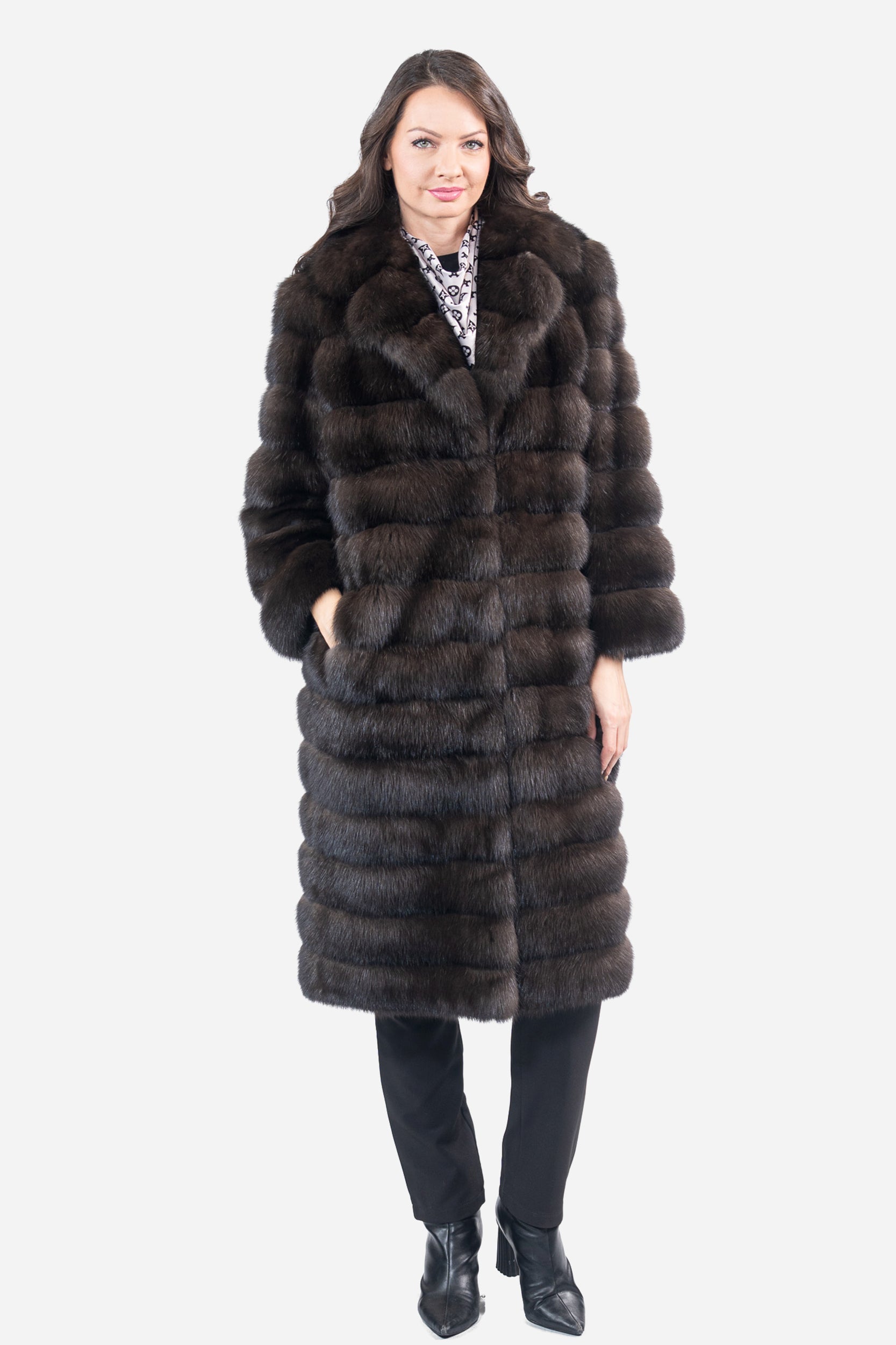 Dark Russian Sable Coat with Notch Collar P/K13c530s20