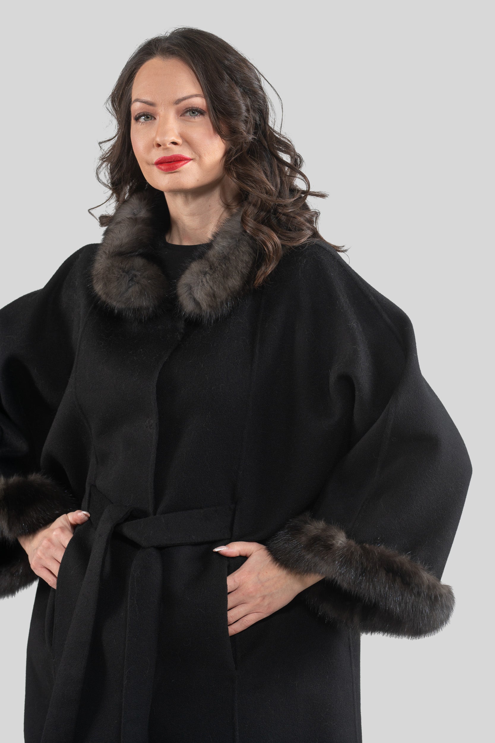 Black Cashmere Cape with Russian Sable Trim 2005