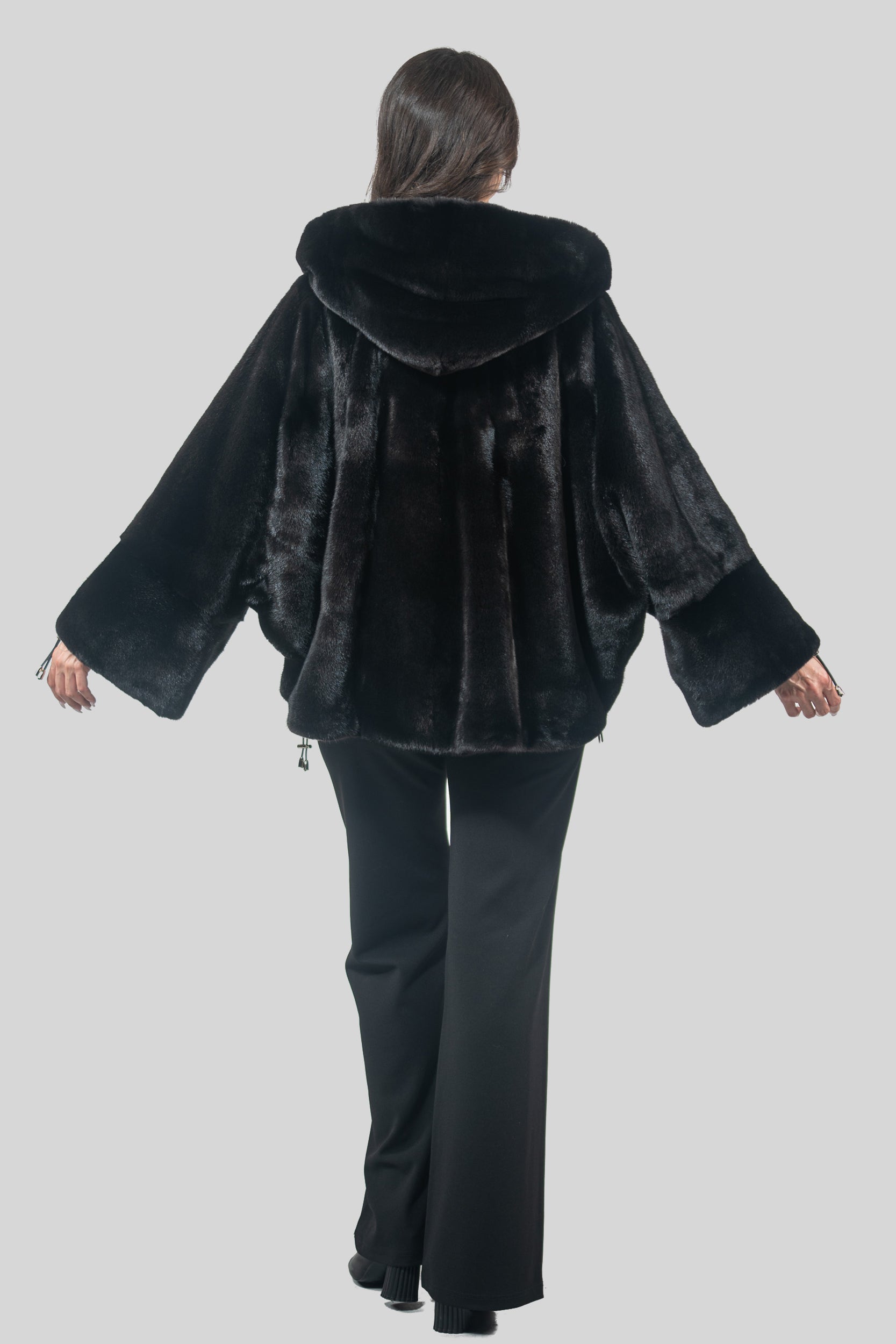 Black Mink Jacket with Hood L/OR5