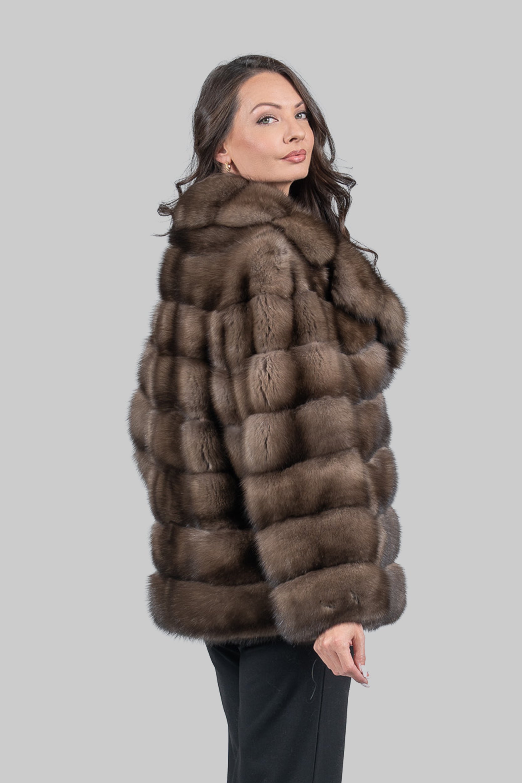 Sable Fur Jacket with Notch Collar P/K13c530s20