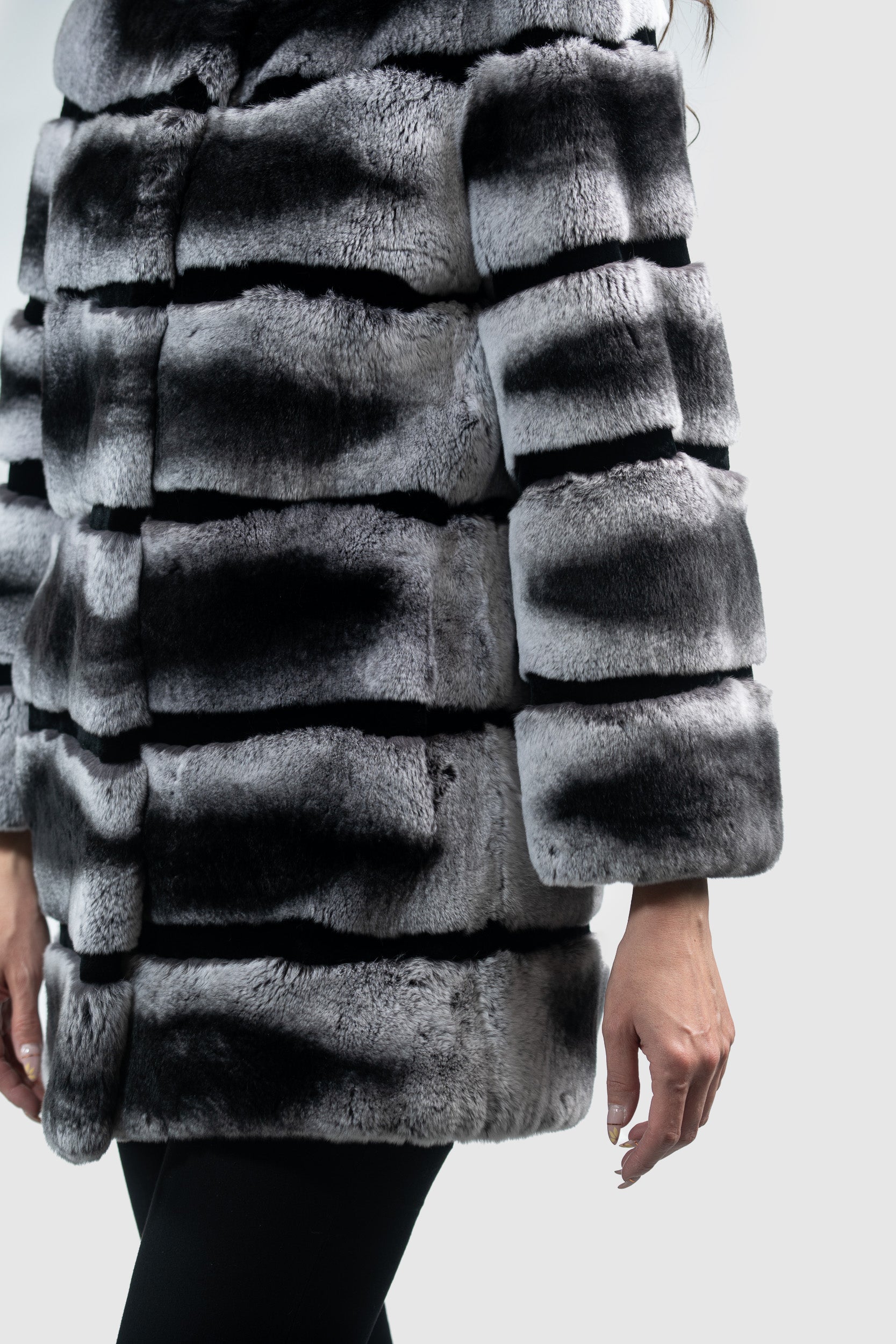 Rex Rabbit Half Coat with Stand Collar 13C530