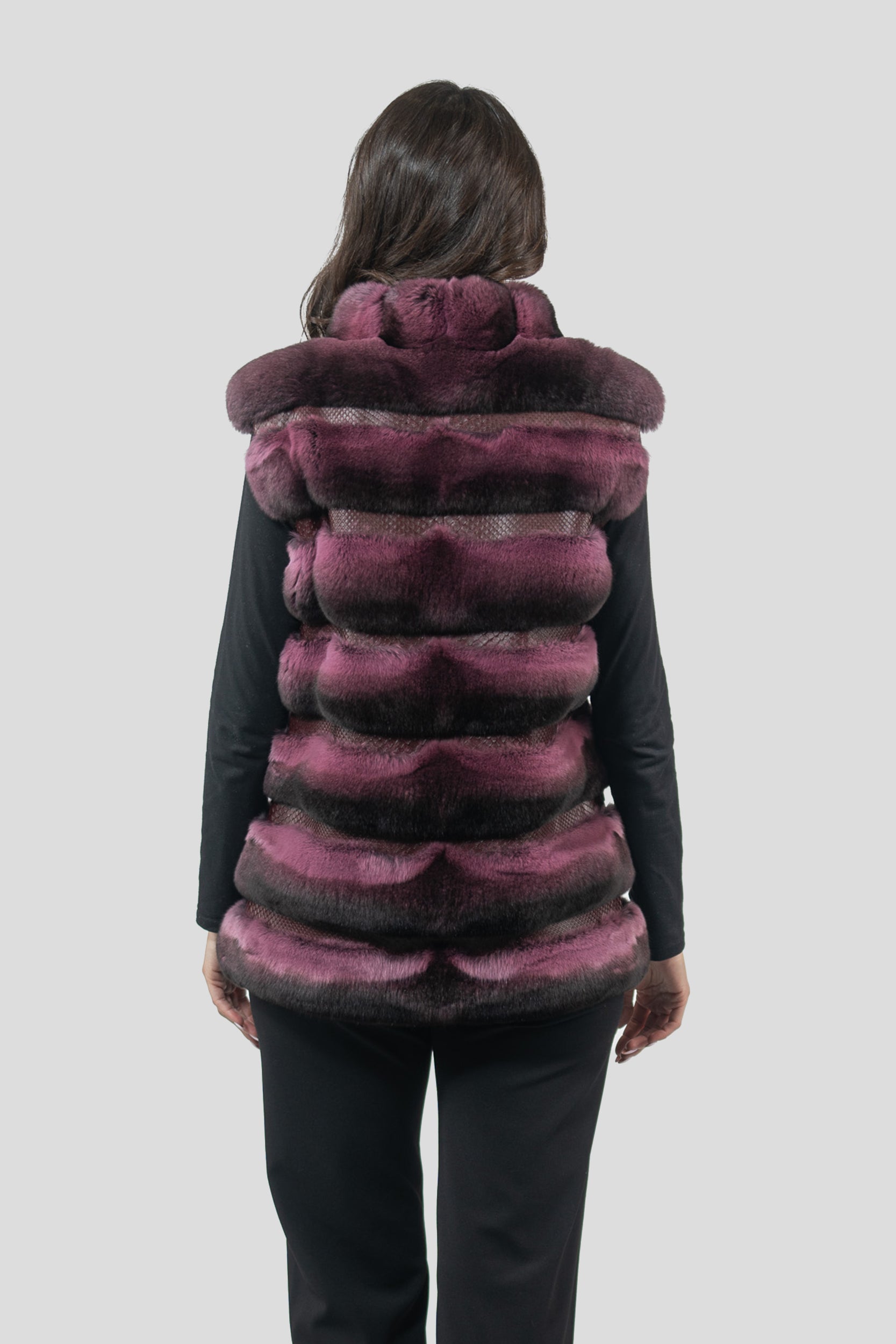 Bordeaux Chinchilla Vest with Snake Leather Ρ/Κ13c519g530