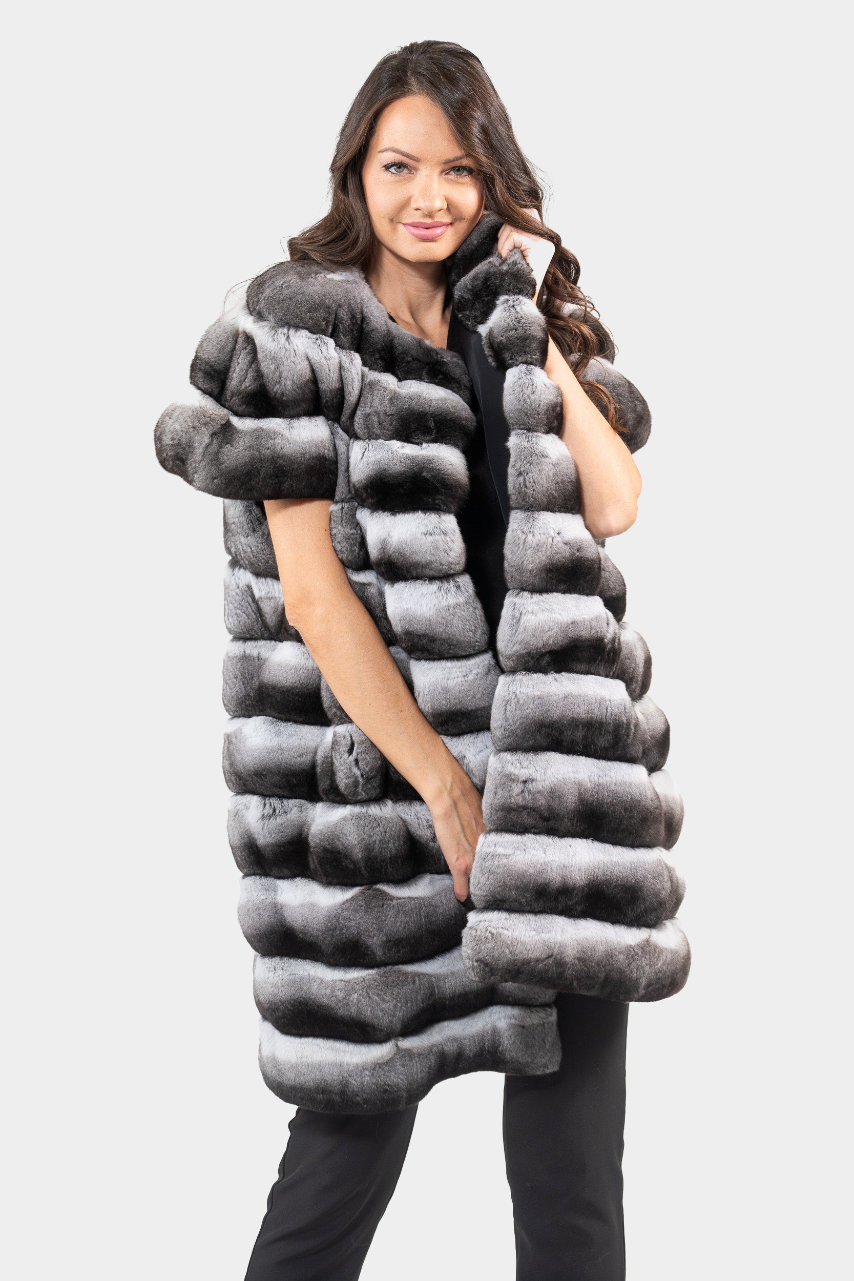 Chinchilla Collarless Vest P/K13C525