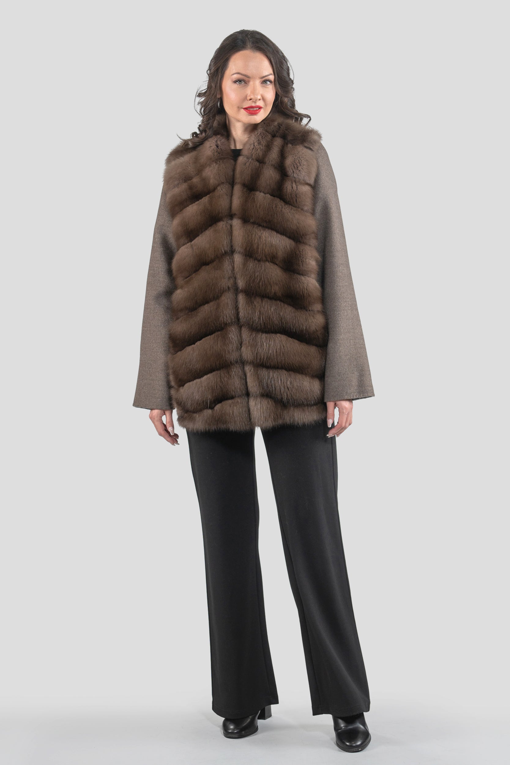 Brown Grey Cashmere Jacket with Baumarten Trim 17c8003