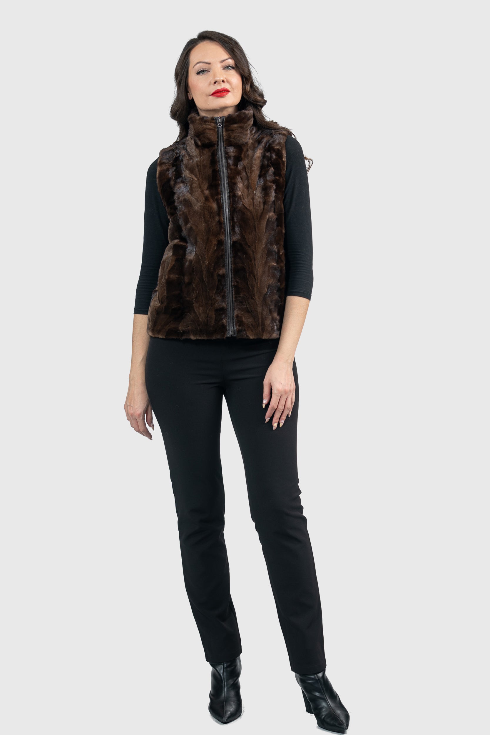 Demi-Brown Mink Pieced Vest 20C21