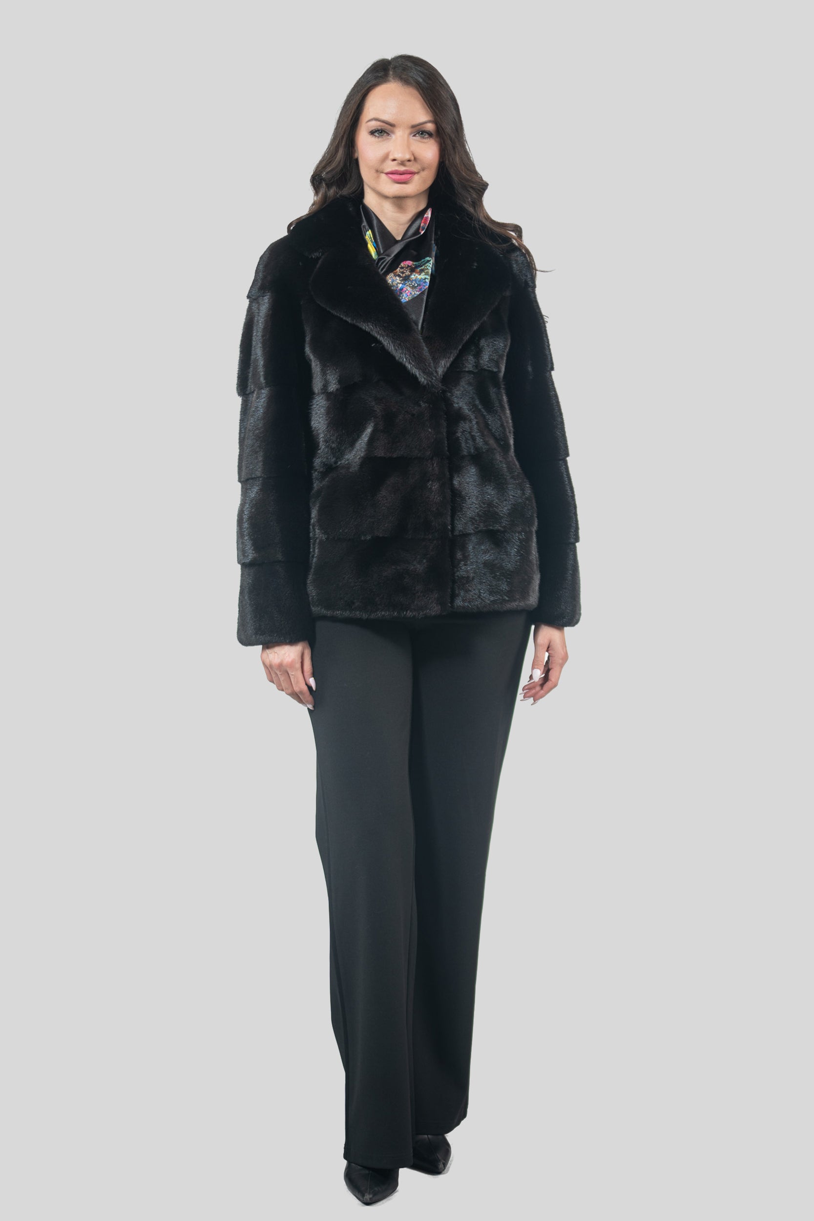 Blackglama Mink Jacket With Notch Collar P/K13C528S20