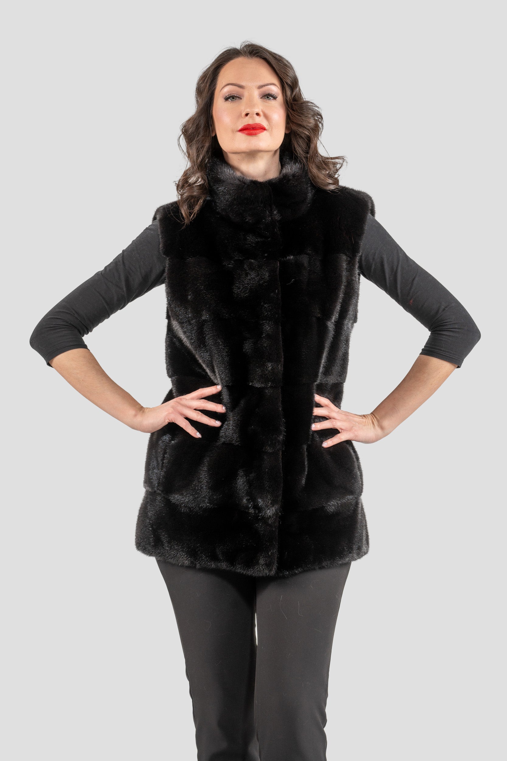 Blackglama Mink Vest with Stand Collar P/K13c519g530