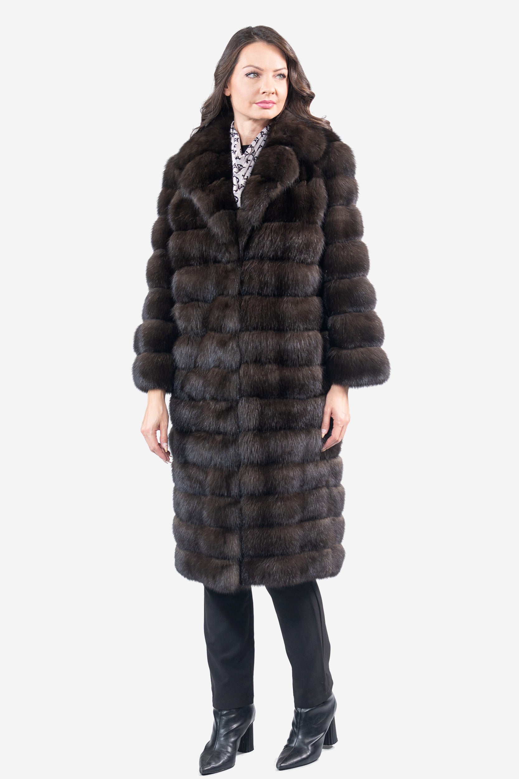 Dark Russian Sable Coat with Notch Collar P/K13c530s20