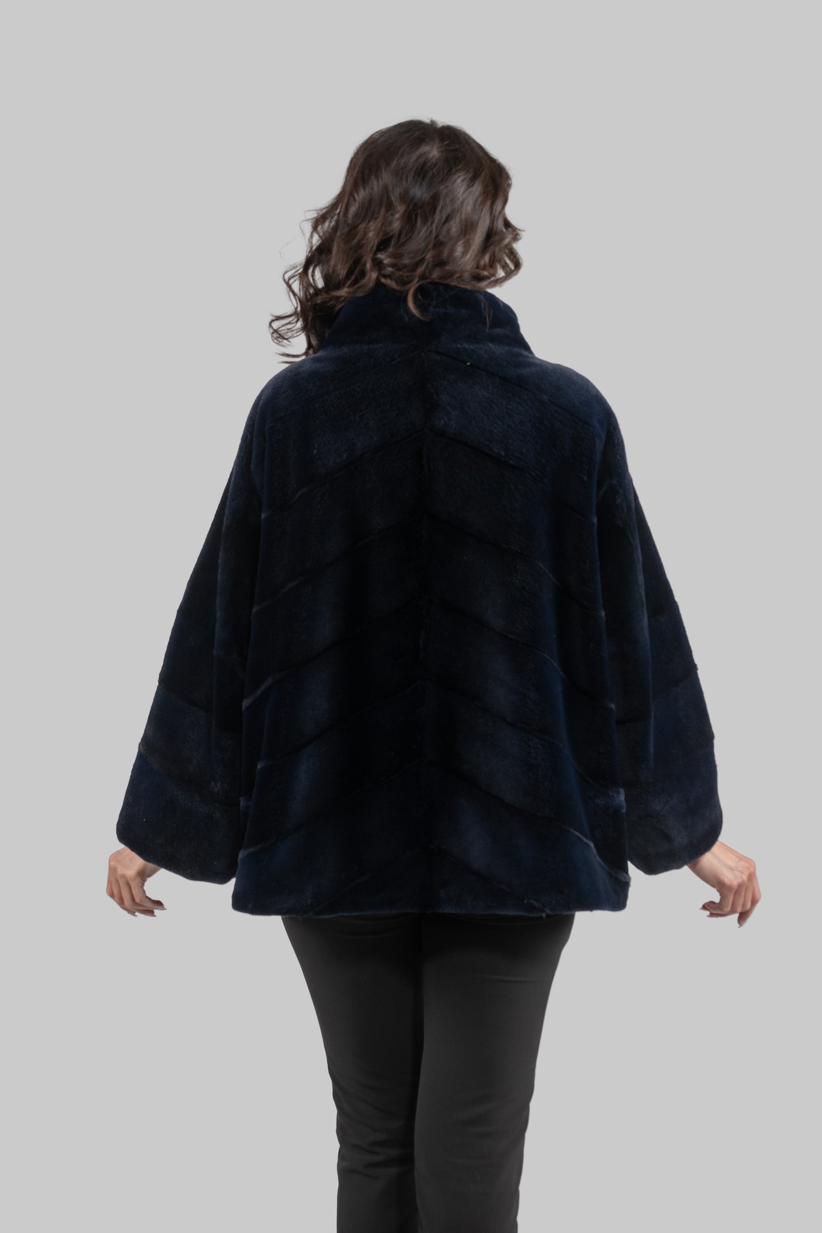 Blue Black Mink Sheared Jacket A/K13C848
