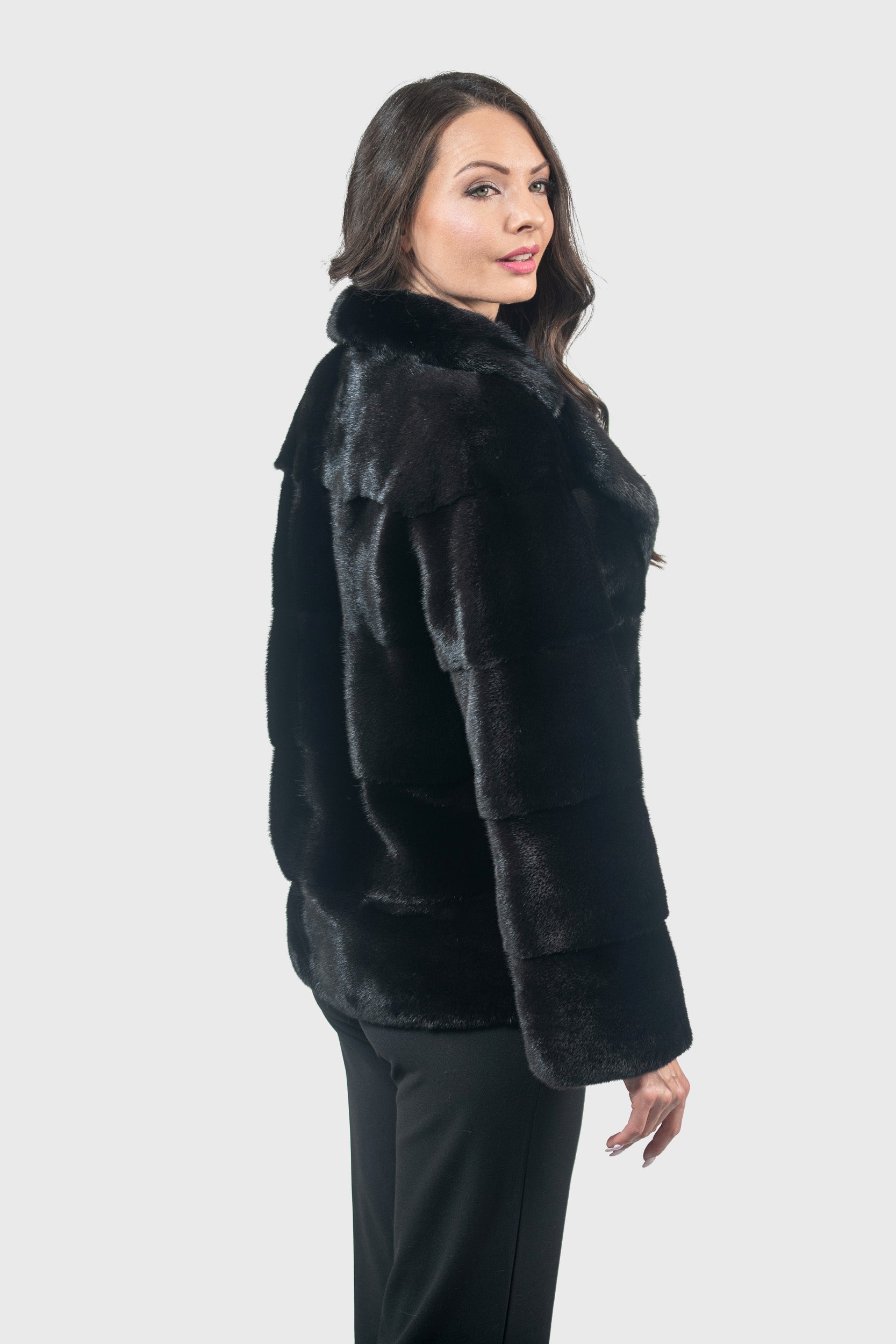 Blackglama Mink Jacket With Notch Collar P/K13C528S20