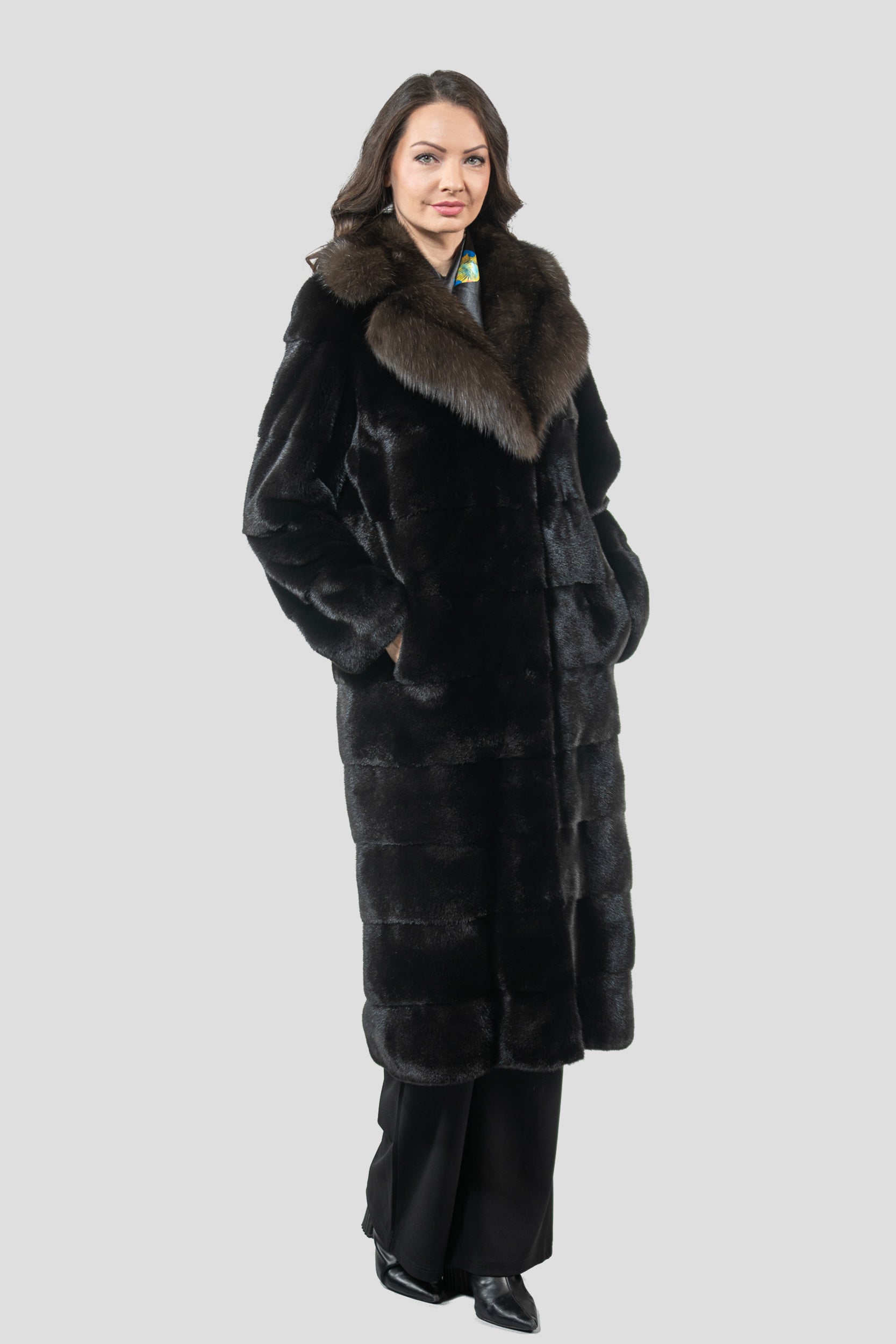 Blackglama Mink Half Coat With Russian Sable Notch Collar P/K13c530s20