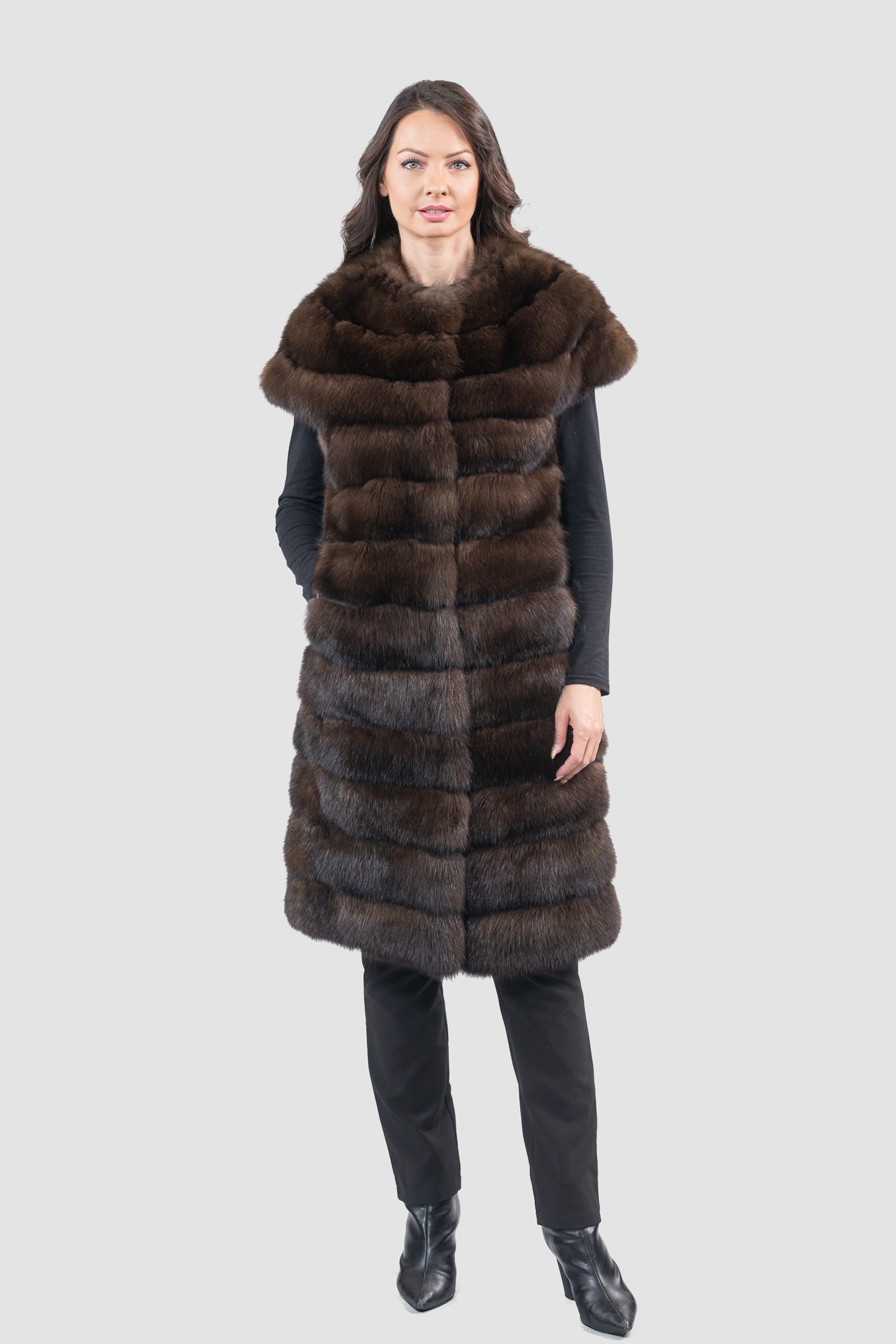 Collarless Dark Russian Sable Vest P/K13C525