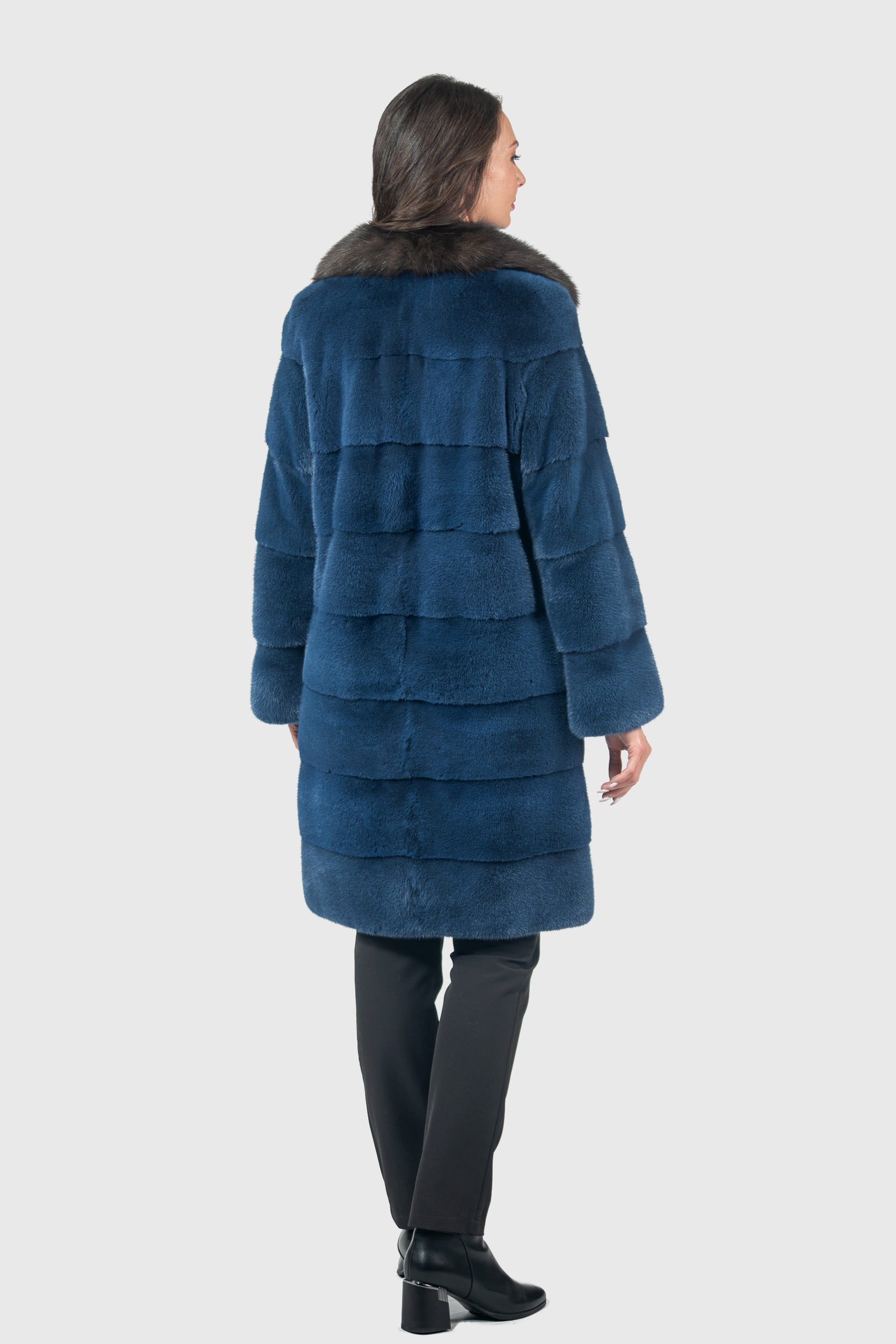 Bluejean Mink Half Coat with Russian Sable Notch Collar P/K13c530s20