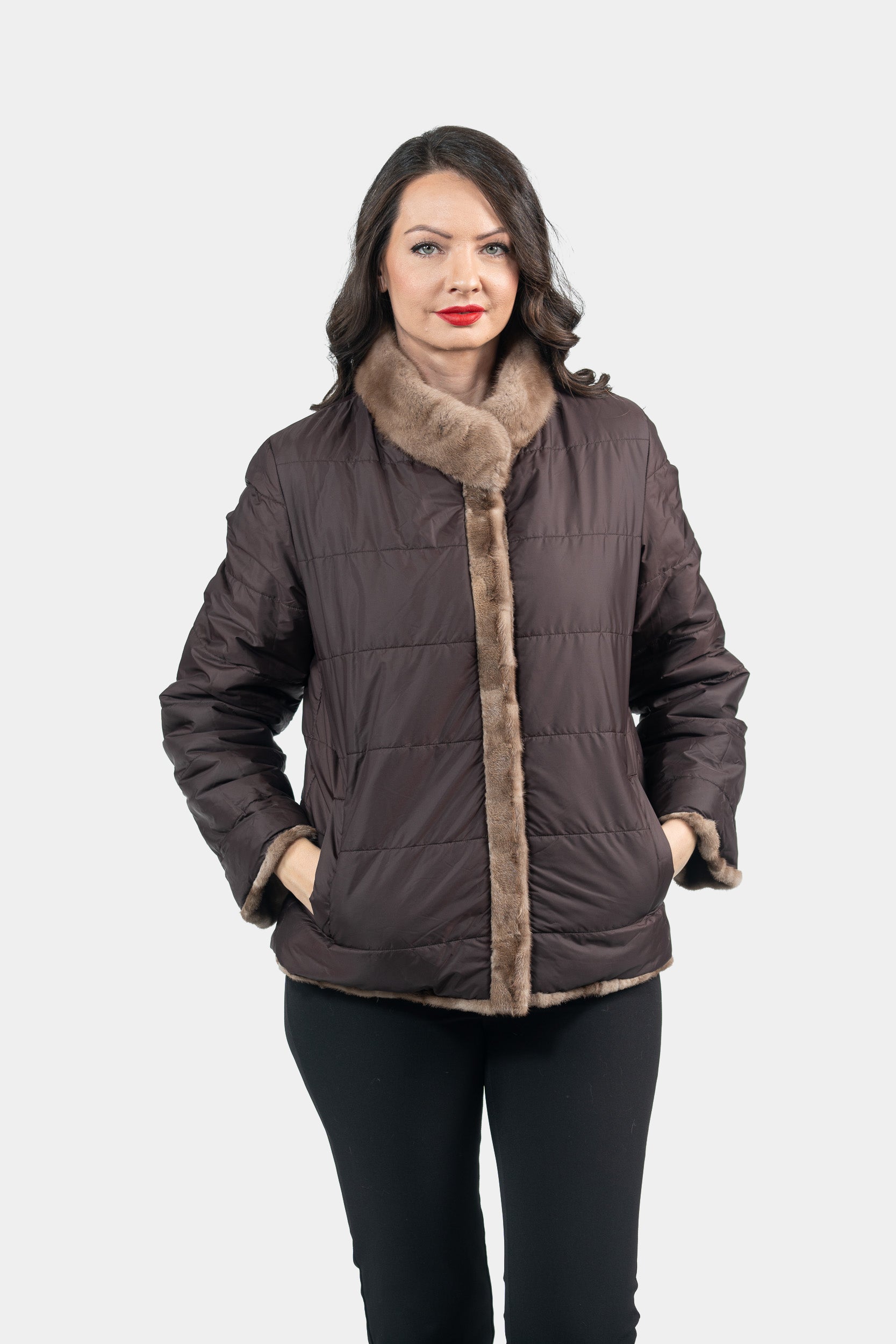 Reversible Pastel Mink Pieced Jacket 13C528