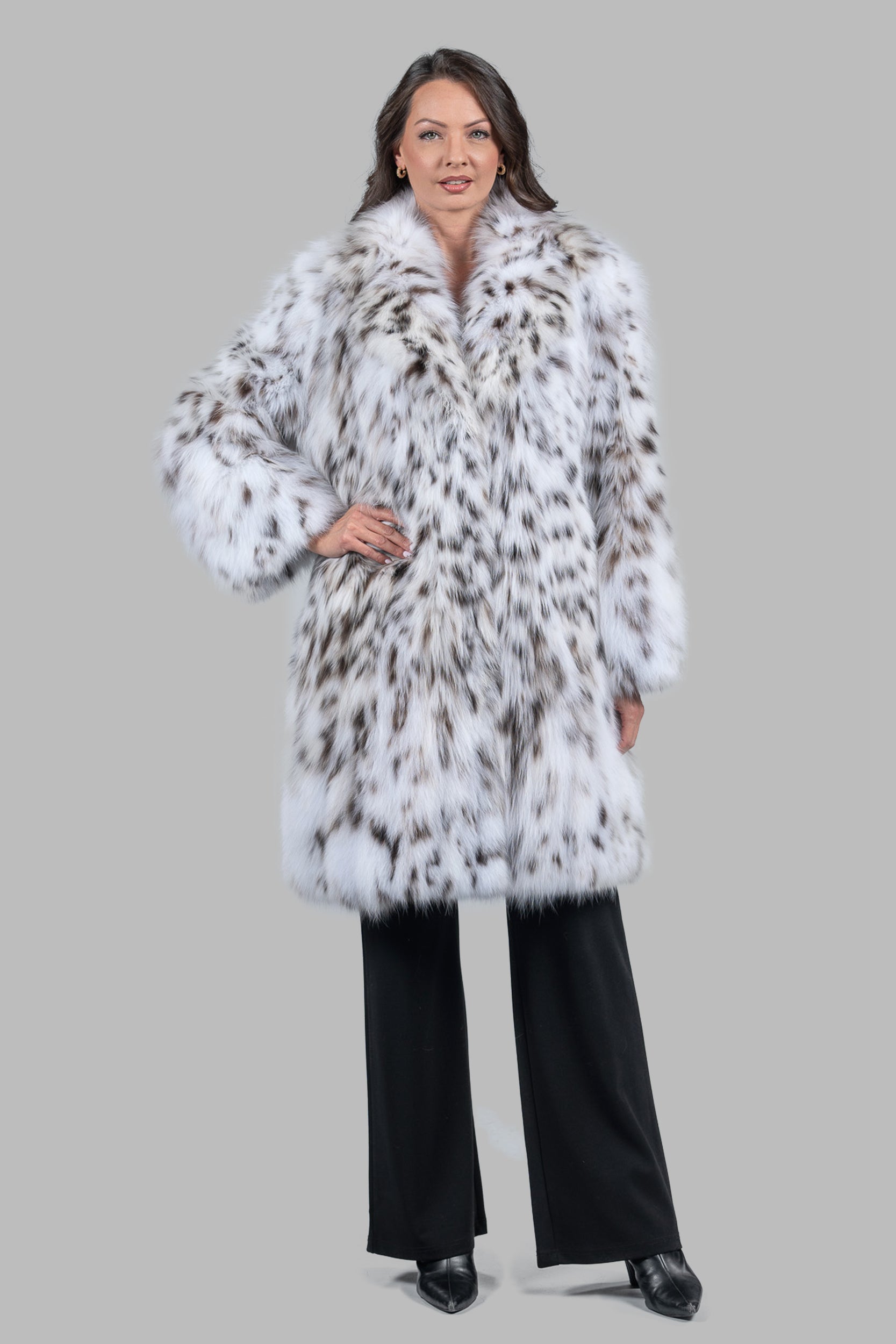 White Lynx Half Coat L/O13C976
