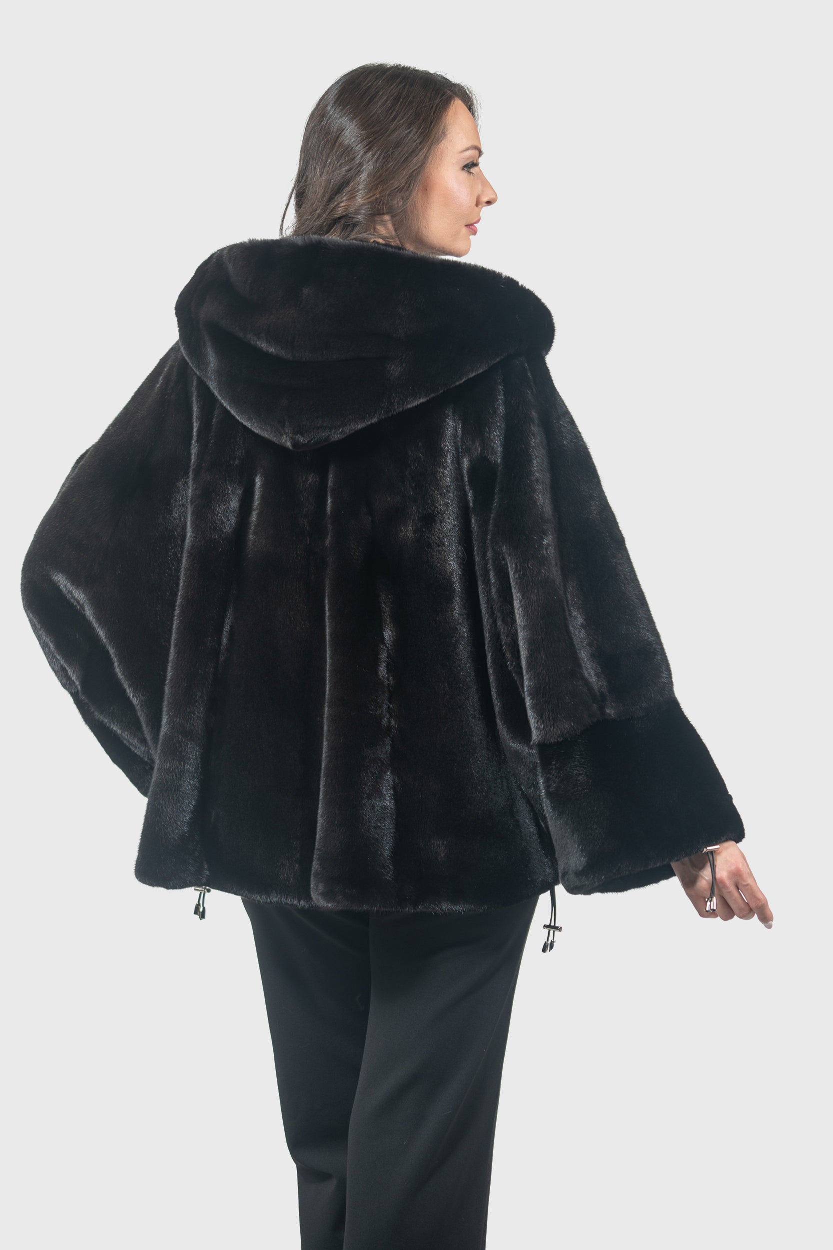 Black Mink Jacket with Hood L/OR5