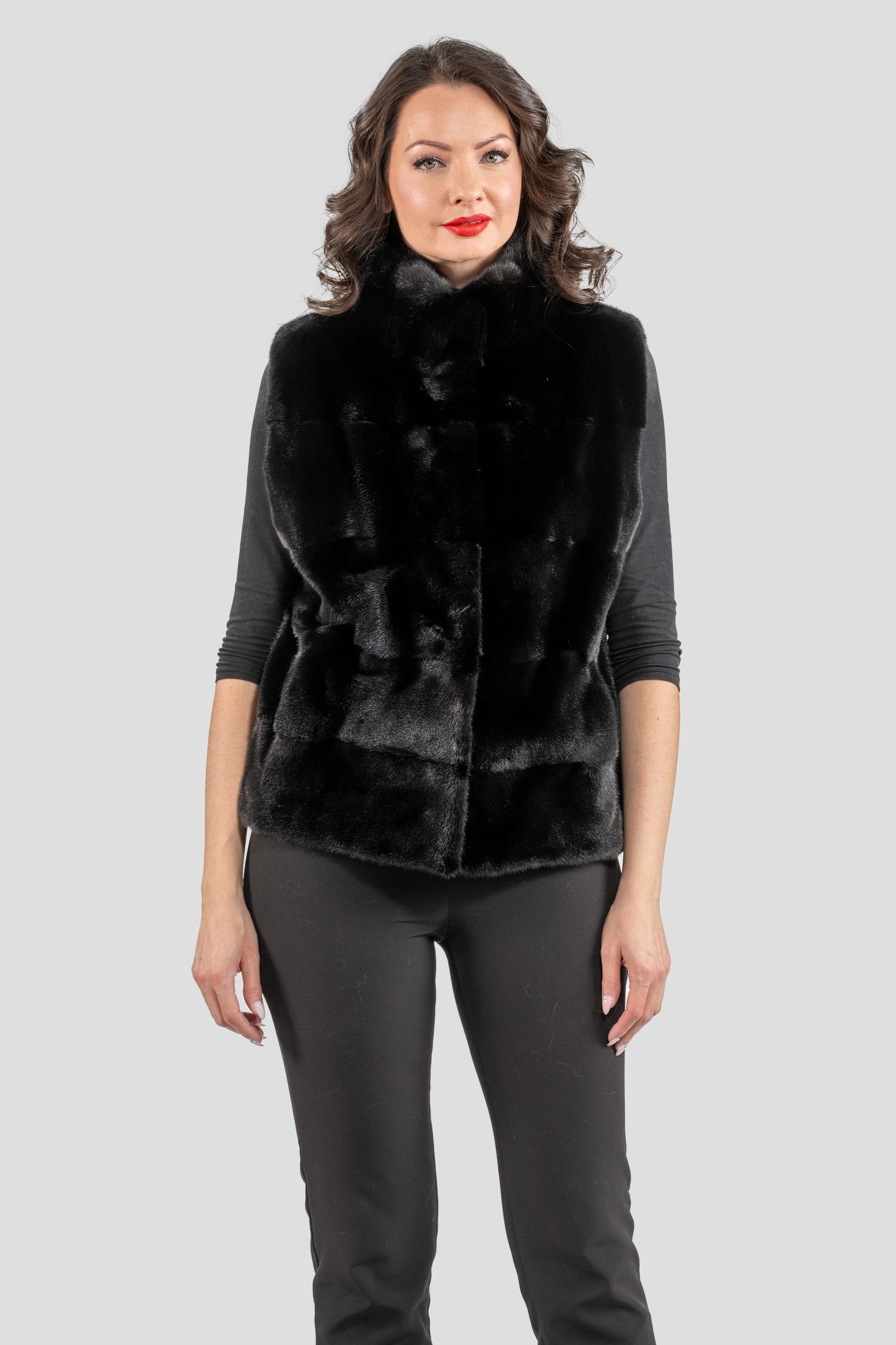 Blackglama Mink Short Vest with Stand Collar P/K13c519g530