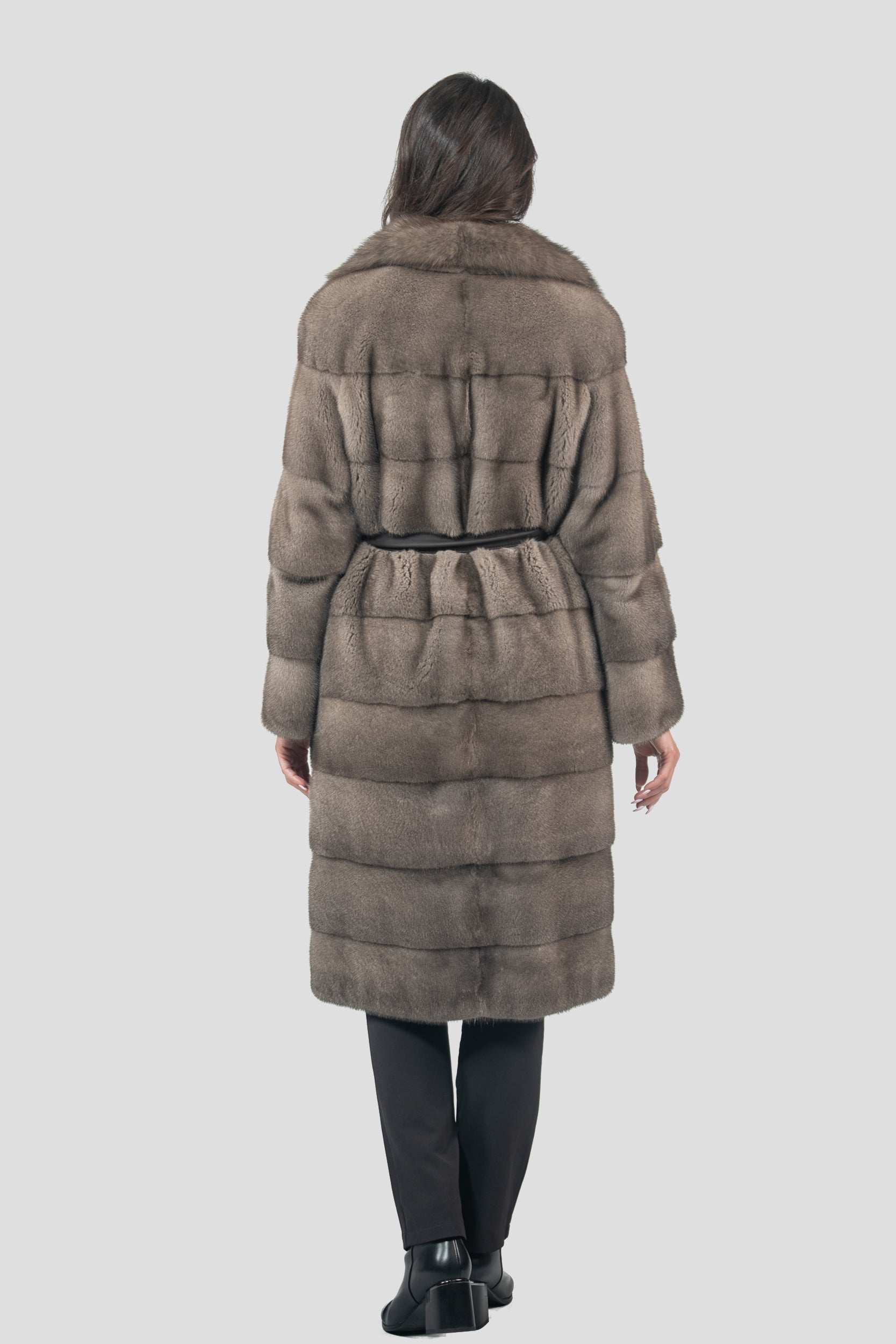 Silver Blue Mink Half Coat with Russian Sable Notch Collar P/K13c530s20