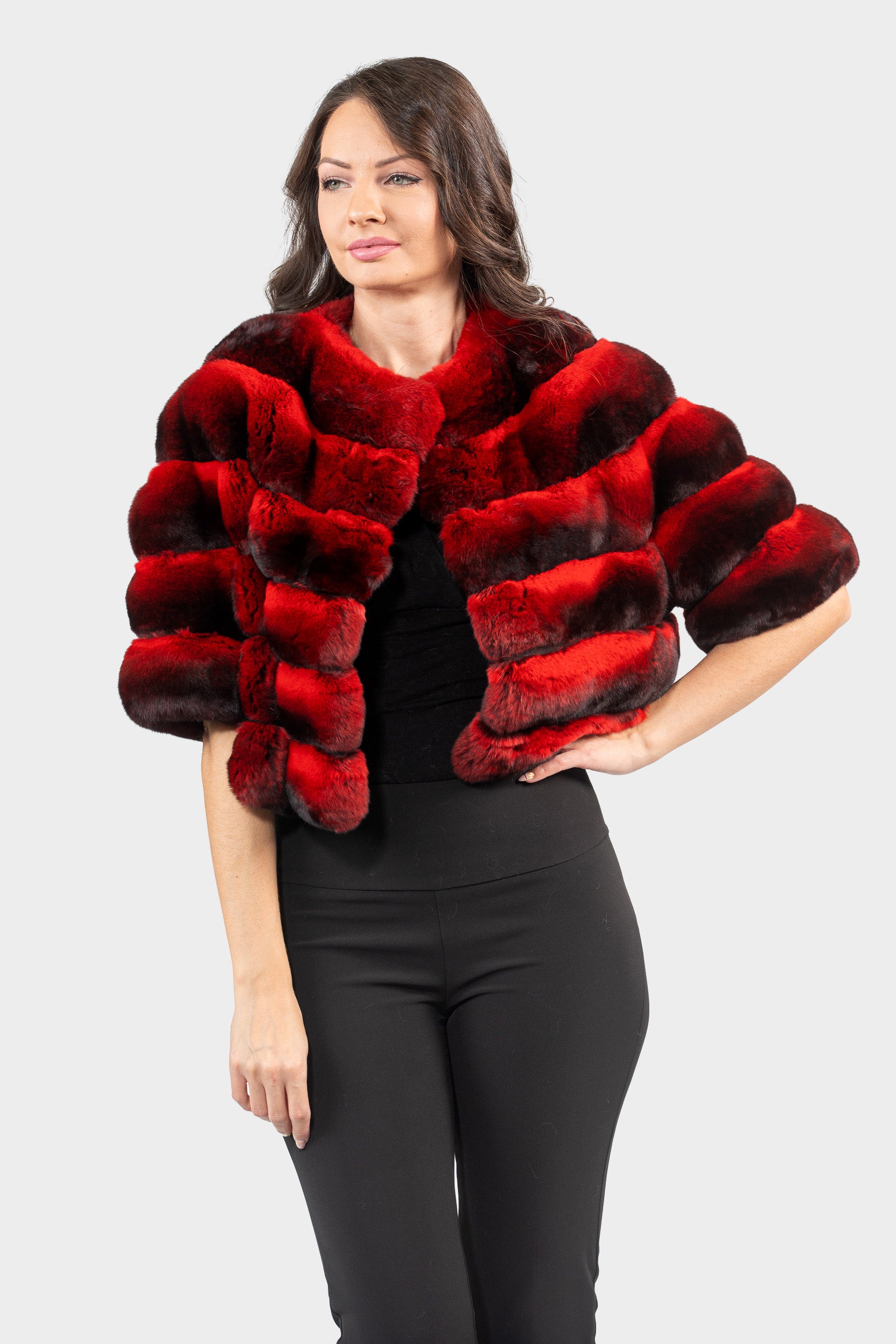 Red Chinchilla Short Jacket P/K16CM643