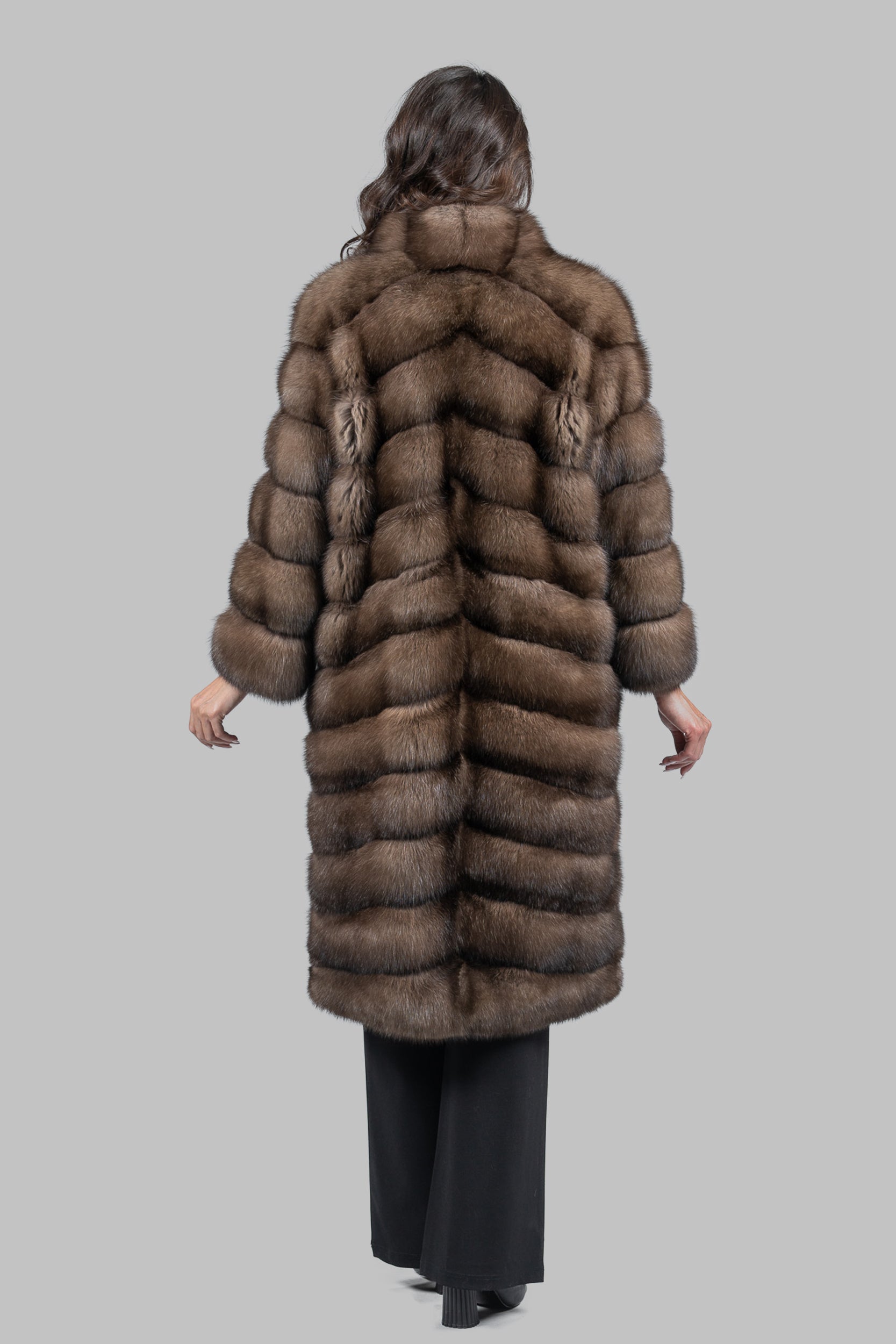 Platino Russian Sable Long Coat with Smoking Collar A/K13C530G8003