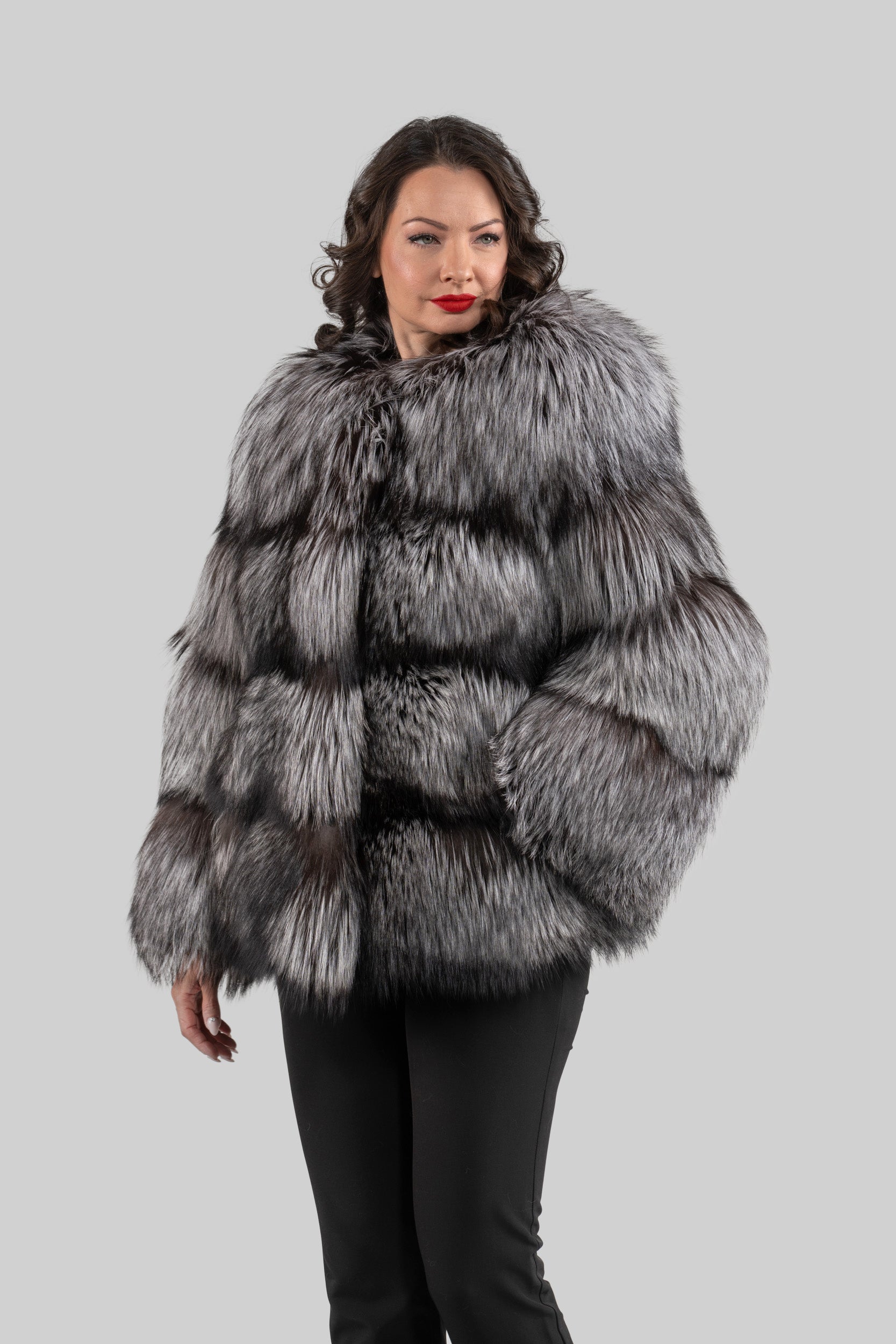 Silver Fox Collarless Jacket R/K13C520