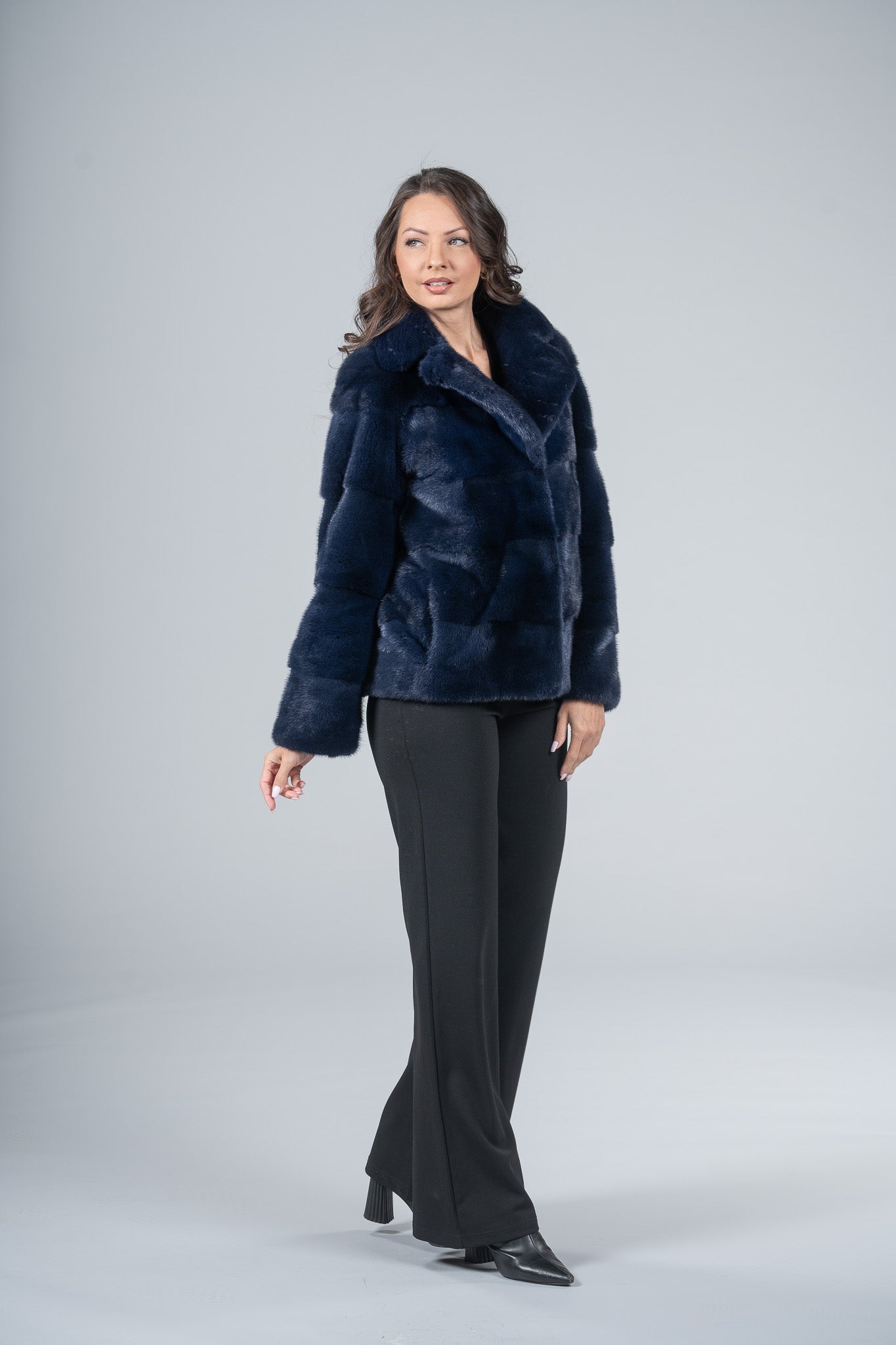 Purple Mink Jacket with Notch Collar P/K13C528G034