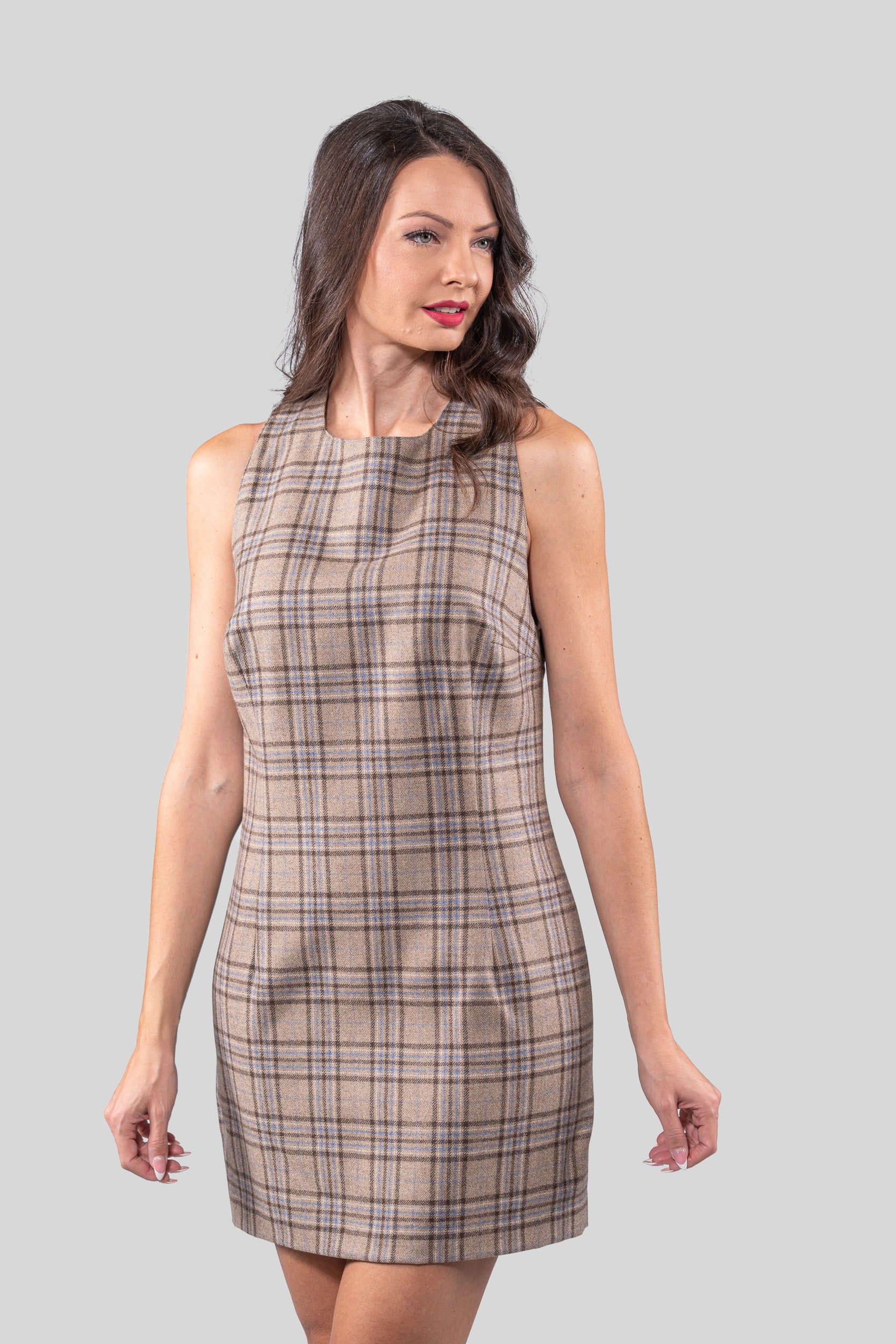 Beige Sleevless Dress Fabric 112