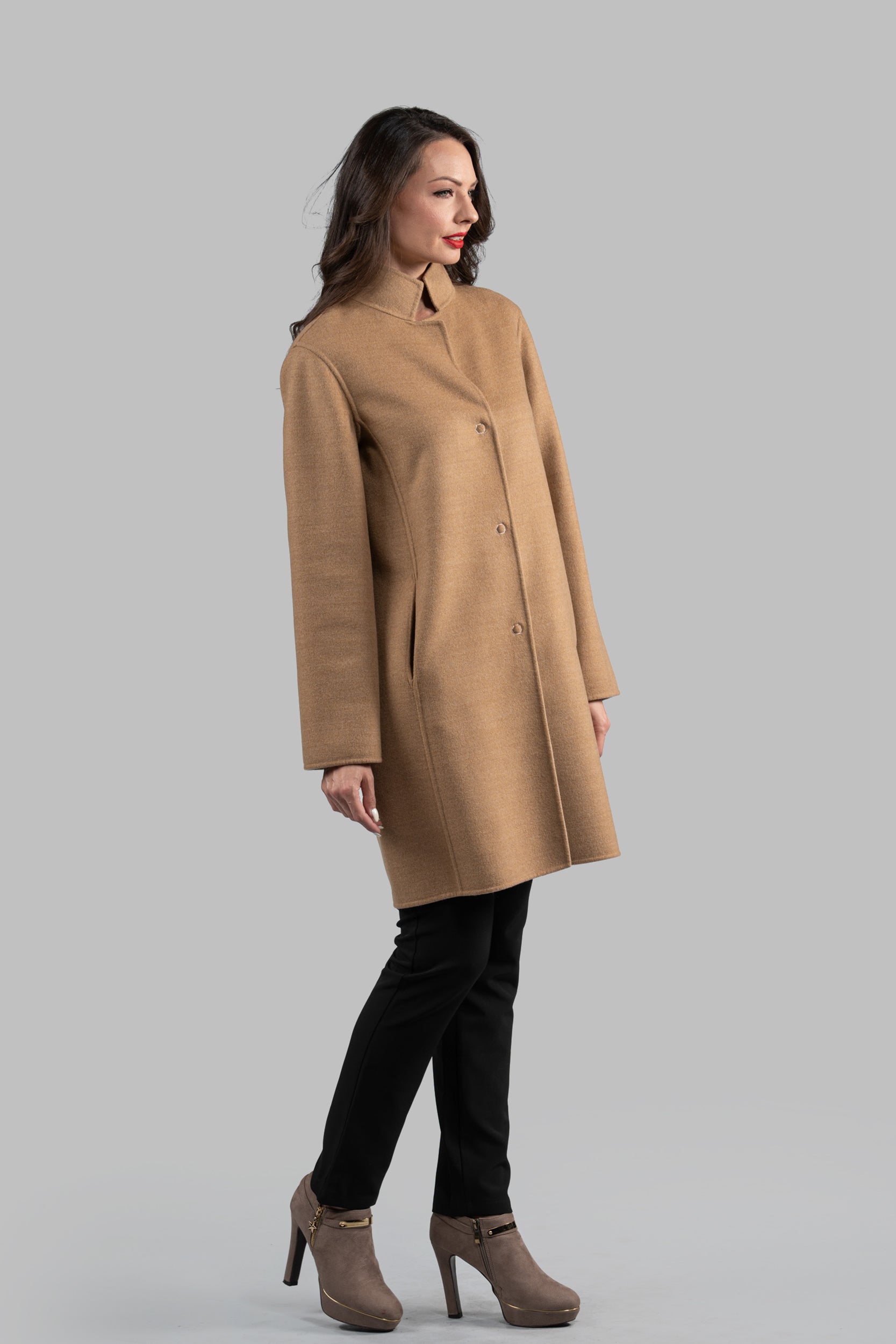Beige Cashmere Half Coat 17C8003