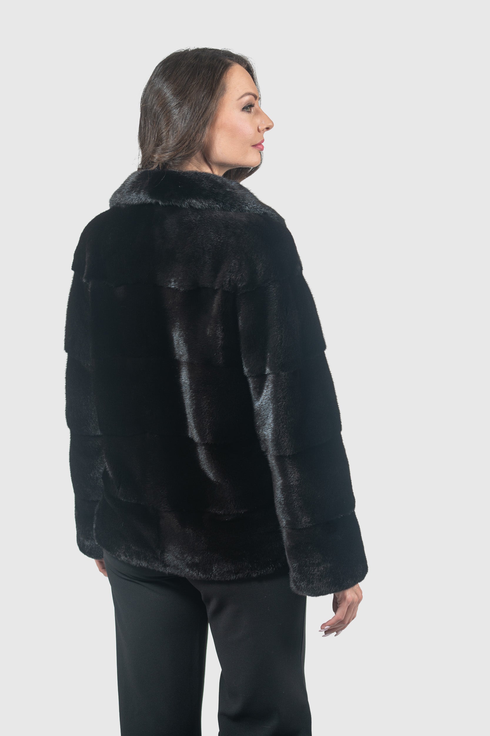 Blackglama Mink Jacket With Notch Collar P/K13C528S20
