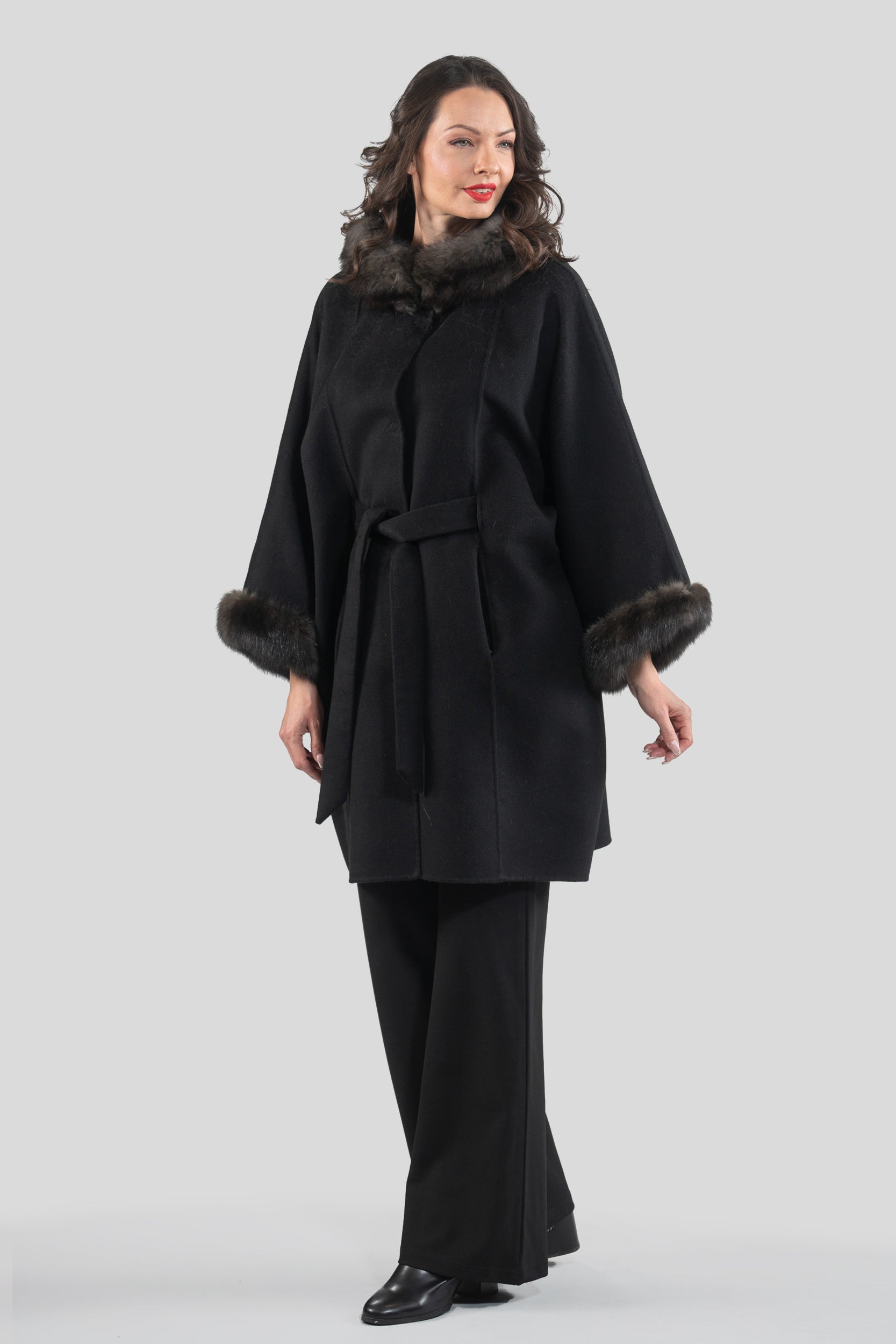 Black Cashmere Cape with Russian Sable Trim 2005