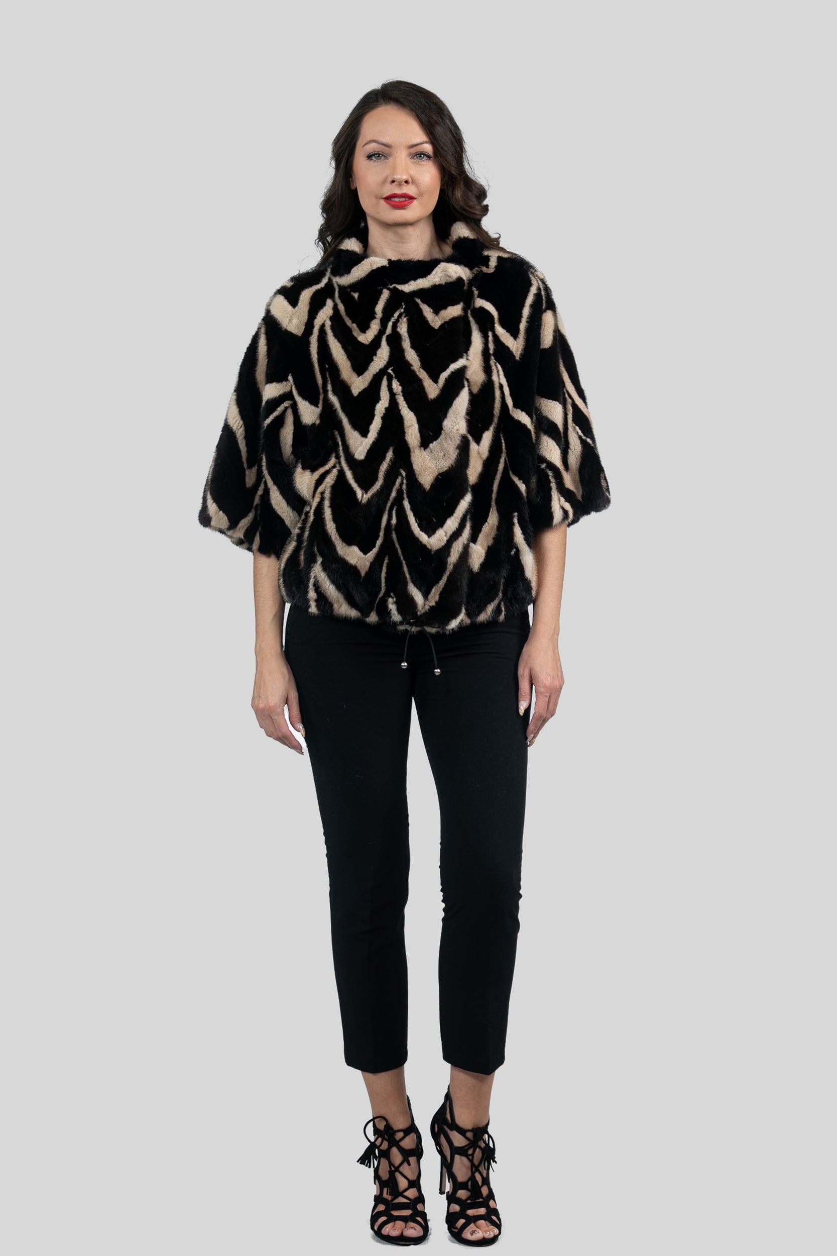 Multicolor Mink Pieced Jacket Color 13C139