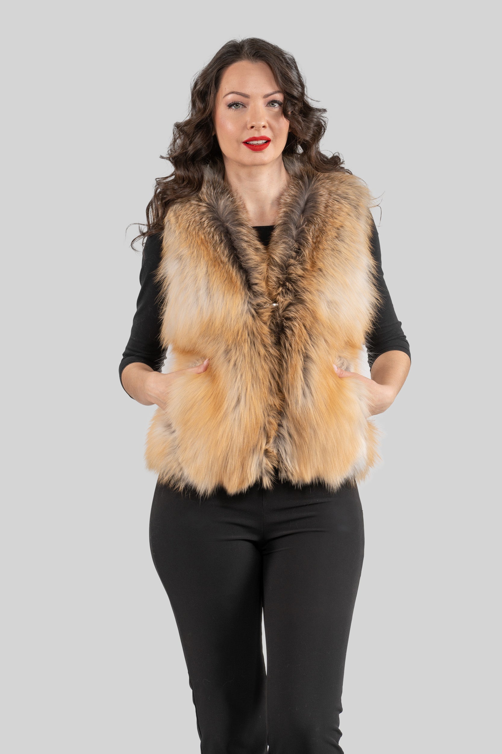 Golden Island Fox Fur Vest ML170