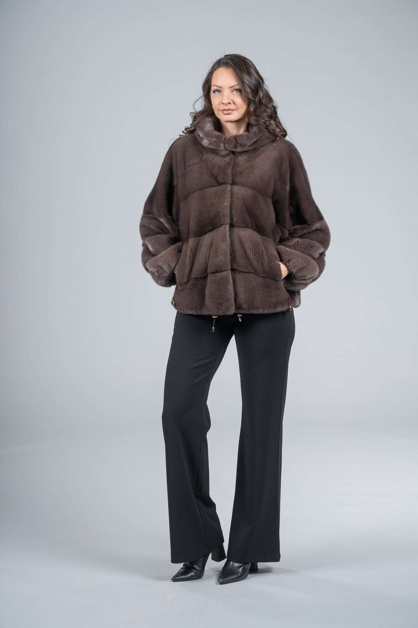 Wood Mink Jacket with Hood A/K13C850H228