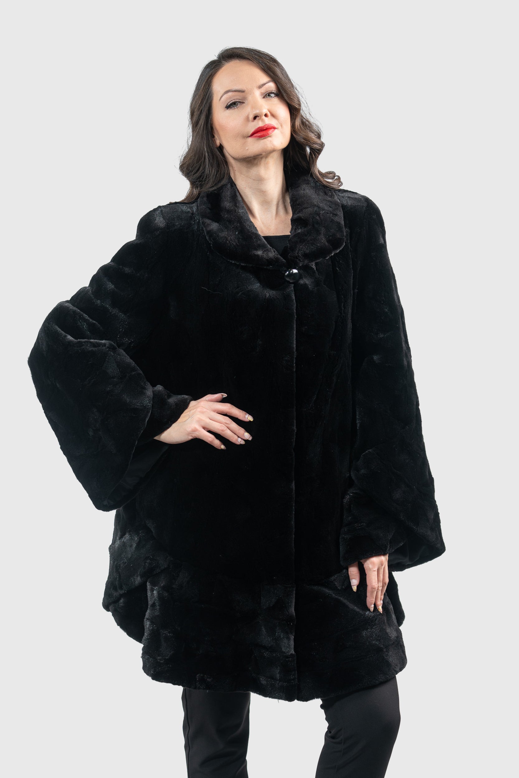 Black Mink Pieced Half Coat 2550